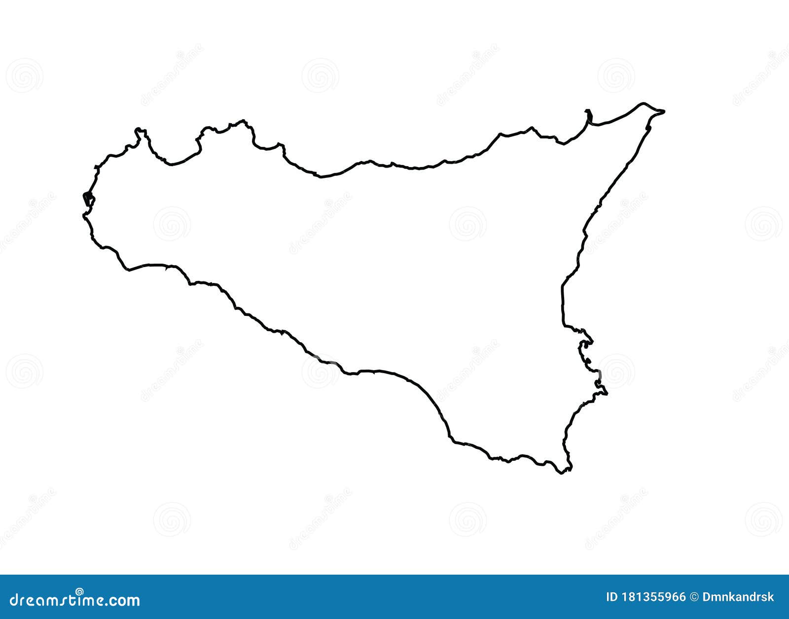 Sicily Outline Map Country Shape State Symbol National Borders Stock