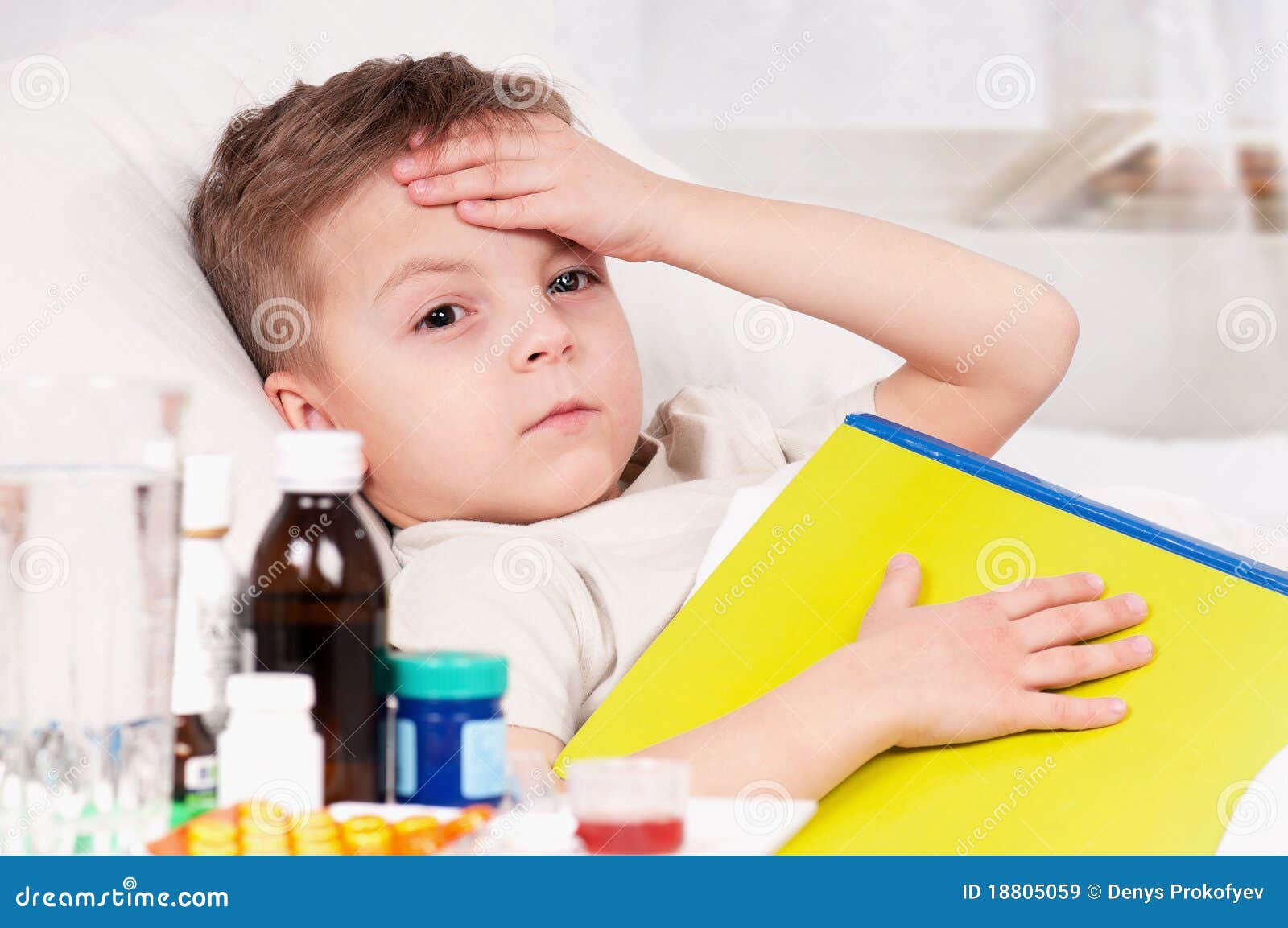 Sick boy stock image. Image of child, childhood, hair 18805059