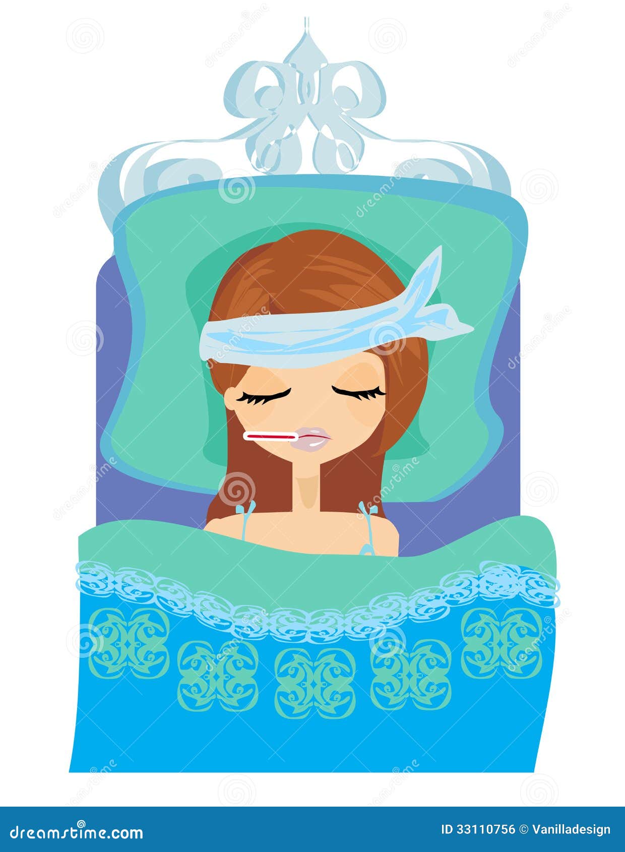 Sick Girl Lying In Bed Royalty Free Stock Image - Image: 33110756