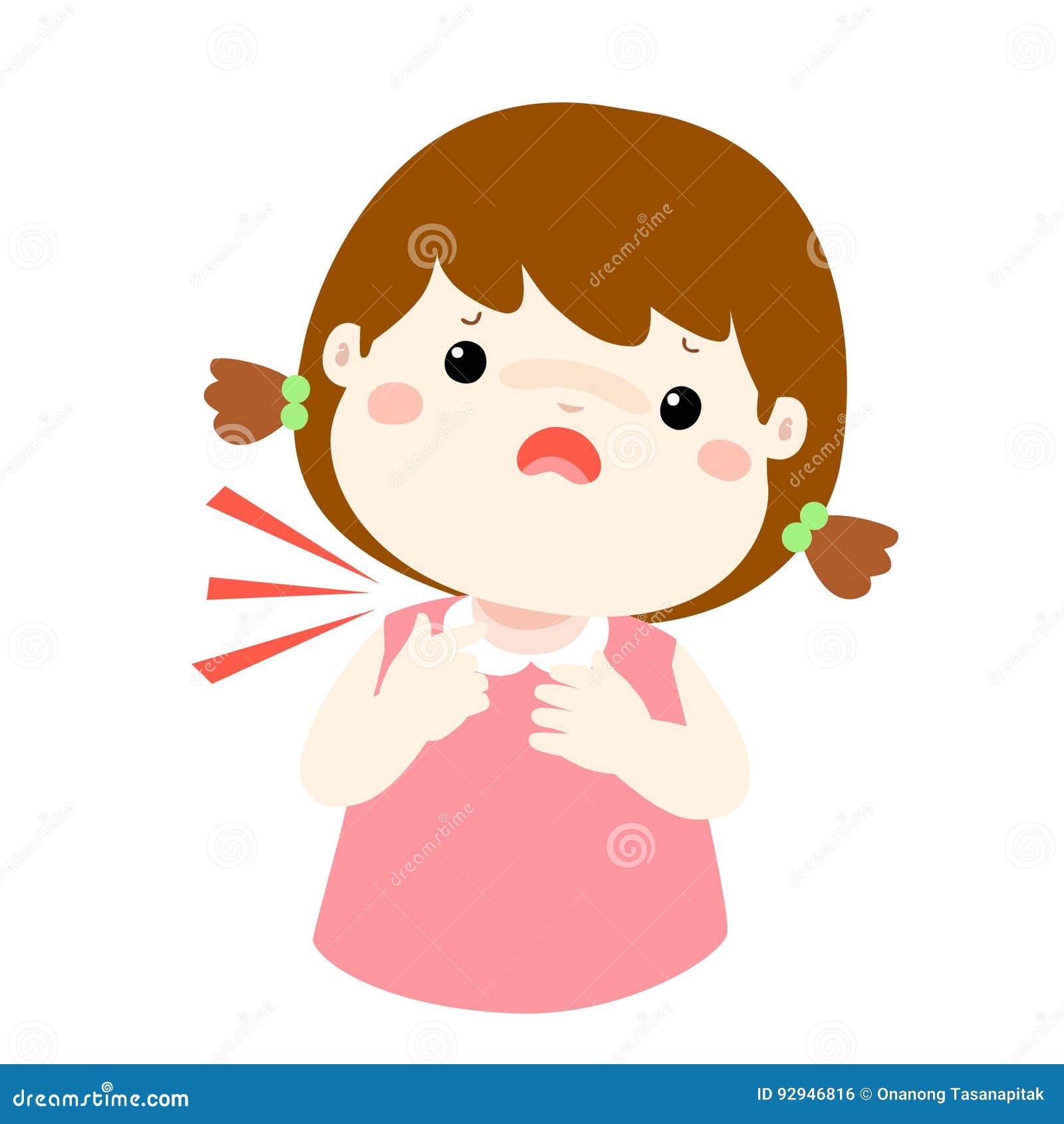 Sick Girl Sore Throat Cartoon . Stock Vector - Illustration of heal,  irritants: 92946816