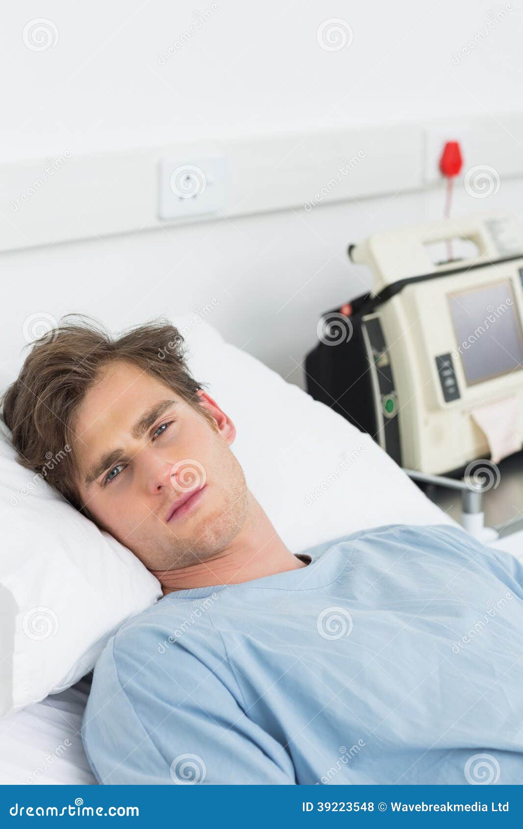 Sick Man Lying In Hospital Bed Stock Photo - Image: 39223548