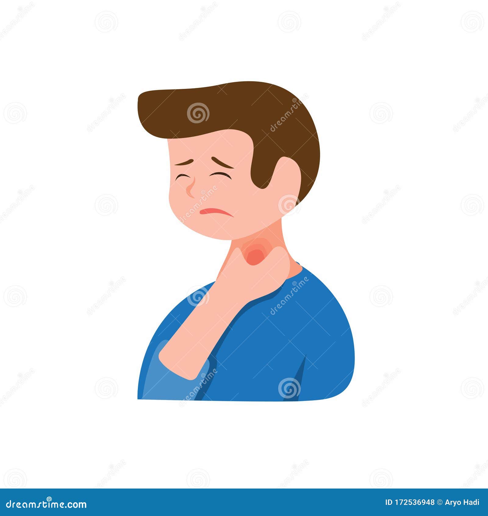 Sick Man Suffering from Sore Throat, Holding on Neck. Cartoon Flat Isolated  Illustration on a White Background Stock Vector - Illustration of concept,  human: 172536948