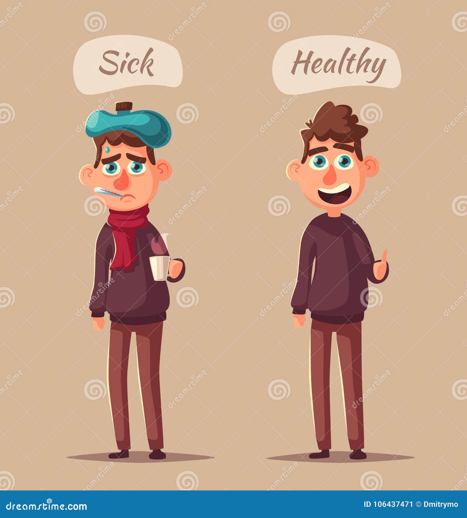 Sick Man. Unhappy Character Stock Vector - Illustration of medical,  infection: 106437471