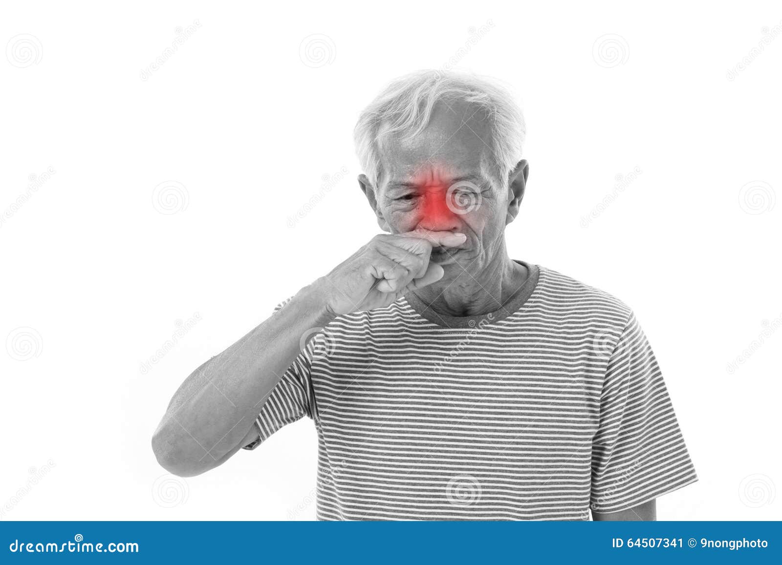 sick old man, runny nose