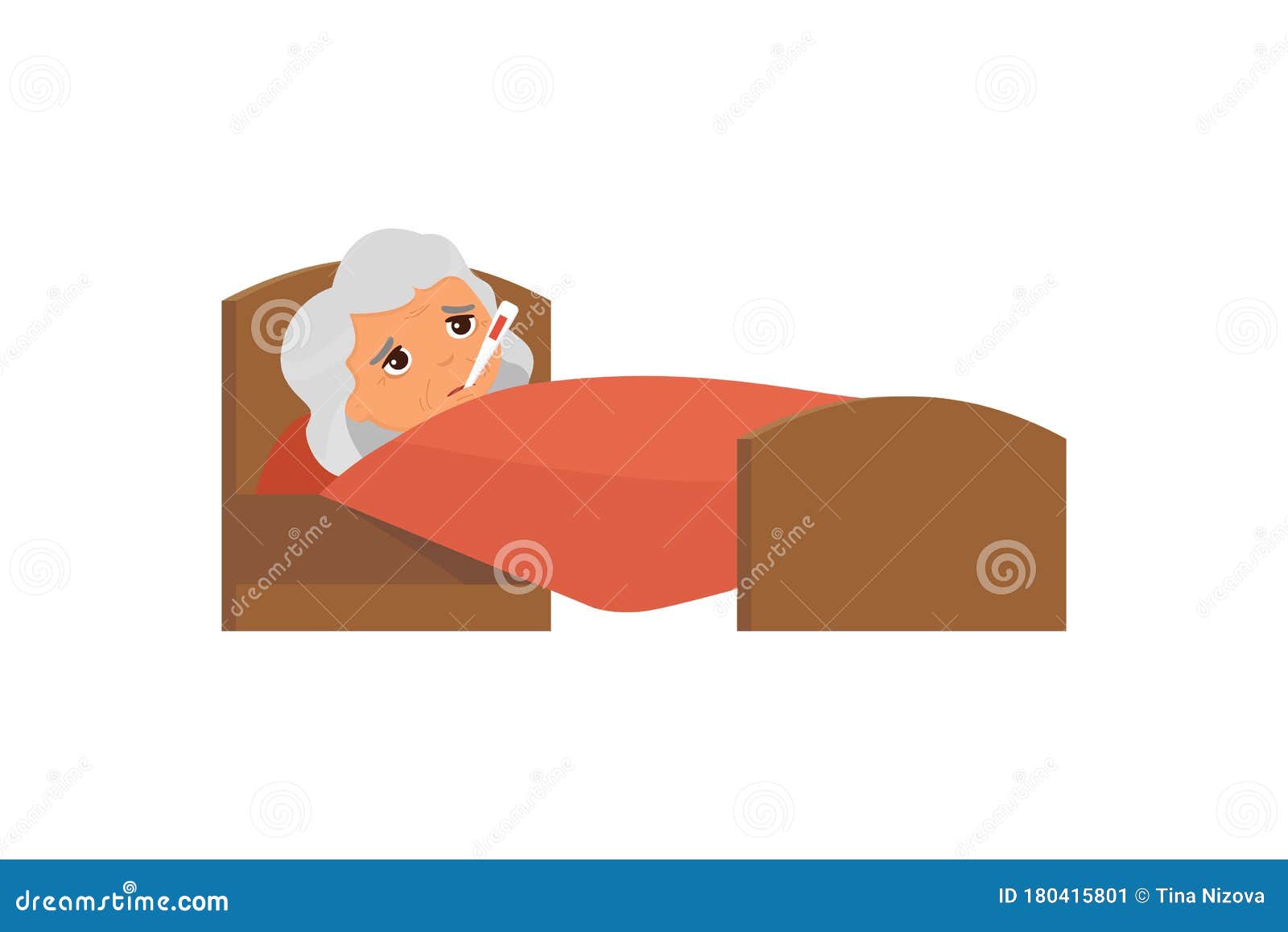 Sick Old Woman with Thermometer in Bed Flat Vector Illustration. Granny with High Temperature Cartoon Character Stock Illustration - Illustration of allergy, design: 180415801 Sick Old Woman with Thermometer in Bed Flat Vector Illustration. Granny with High Temperature Cartoon Character Stock Illustration - Illustration of allergy, design: 180415801