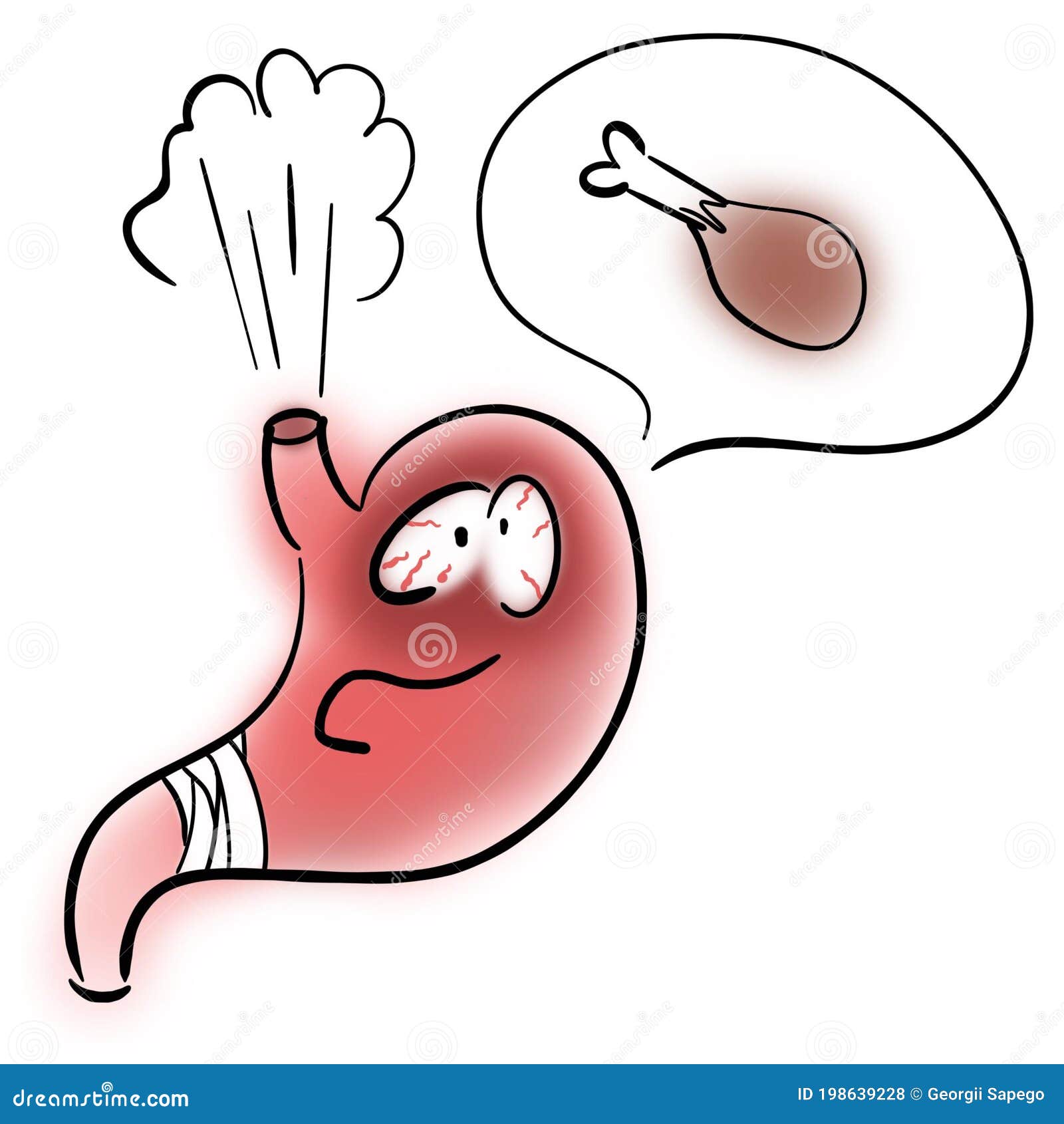 Sick Stomach Thinks of Meat Stock Illustration Illustration of ache