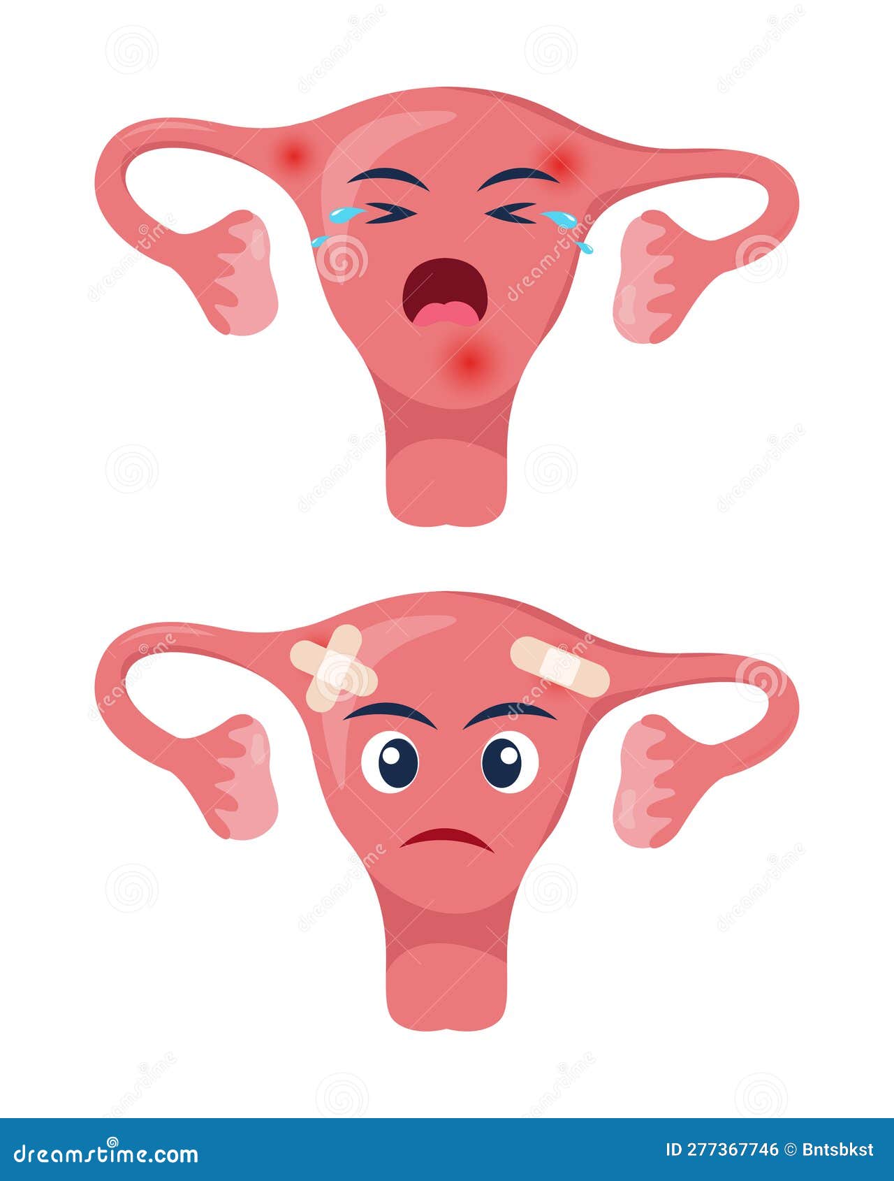Sick Uterus with Pain Ache or Disease. Sad Cartoon Character Uterus ...