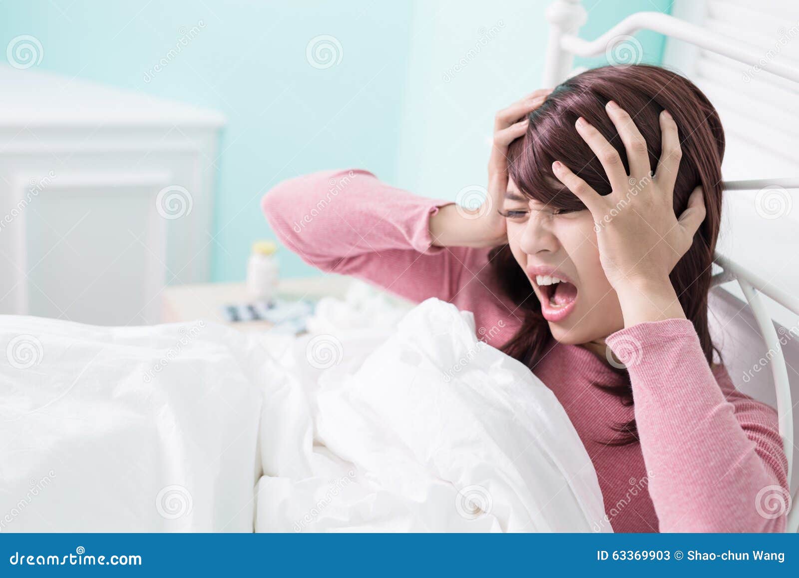 Sick Woman Caught Cold stock image. Image of home, health 63369903