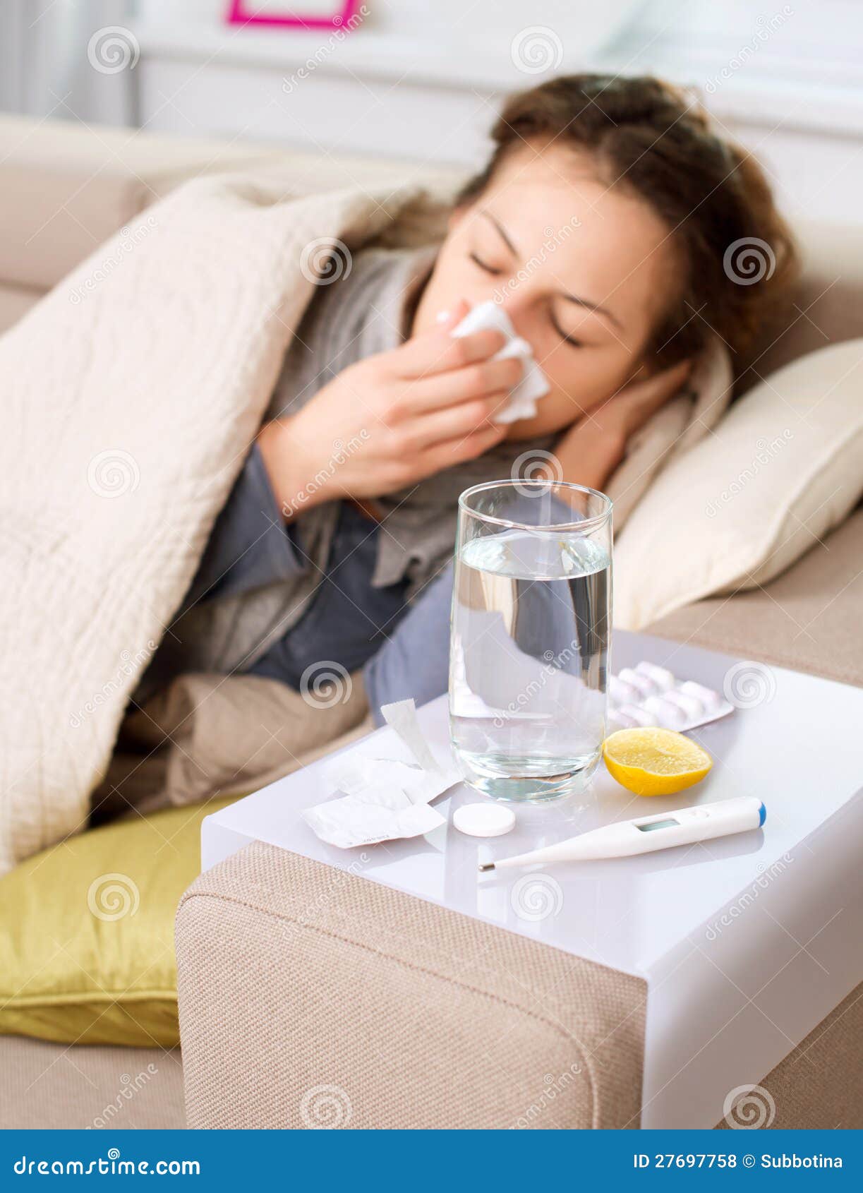 sick woman. flu