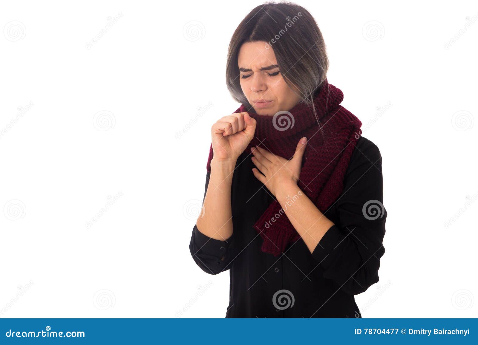 Sick Woman with Scarf Coughing Stock Image Image of caucasian, real 78704477