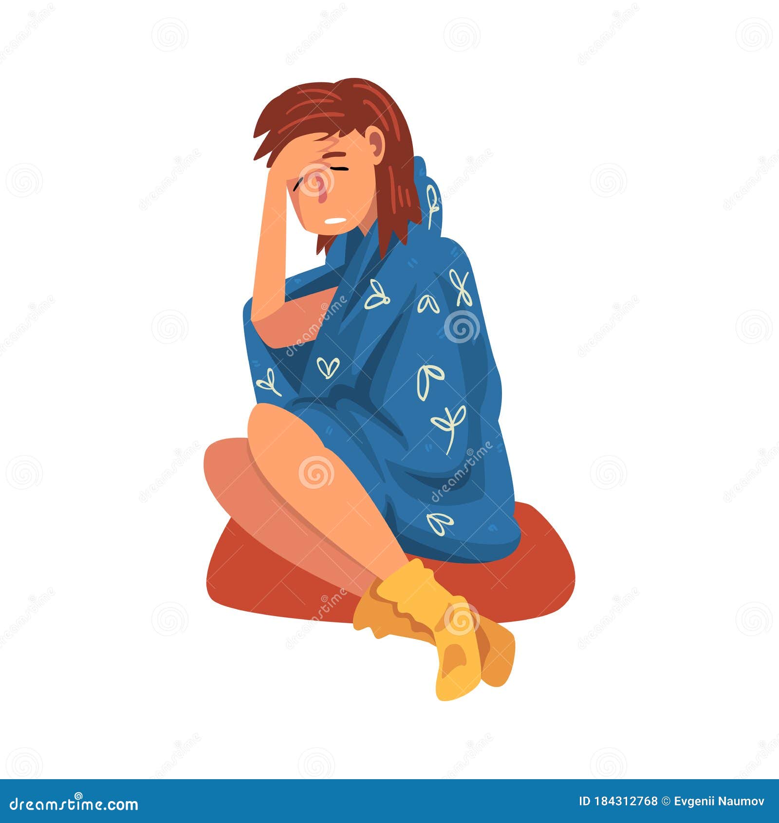 Sick Young Woman Wrapped in Plaid, Girl with Flu Having Headache Cartoon  Vector Illustration Stock Vector - Illustration of medical, healthcare:  184312768