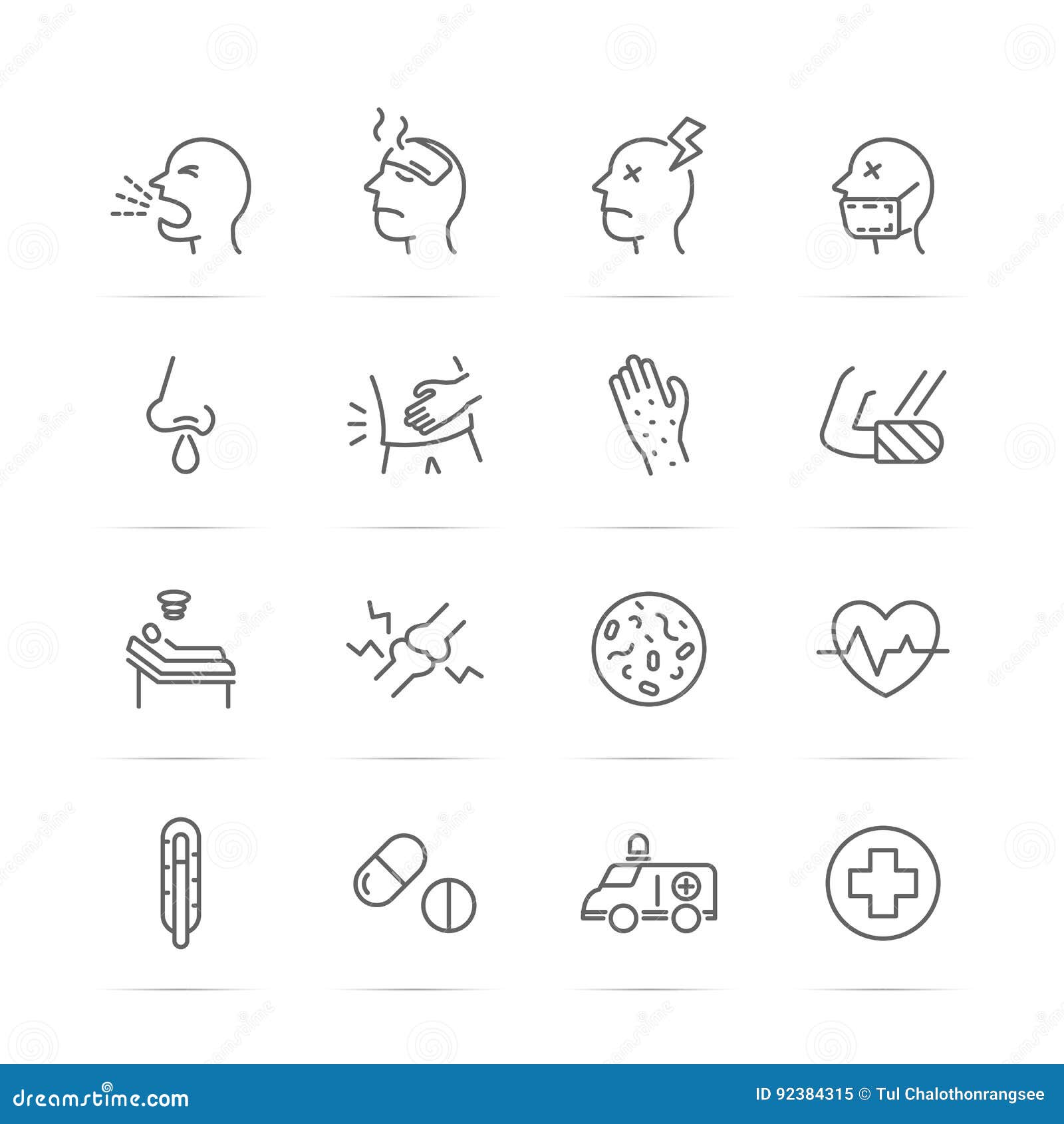 sickness and illness  line icons