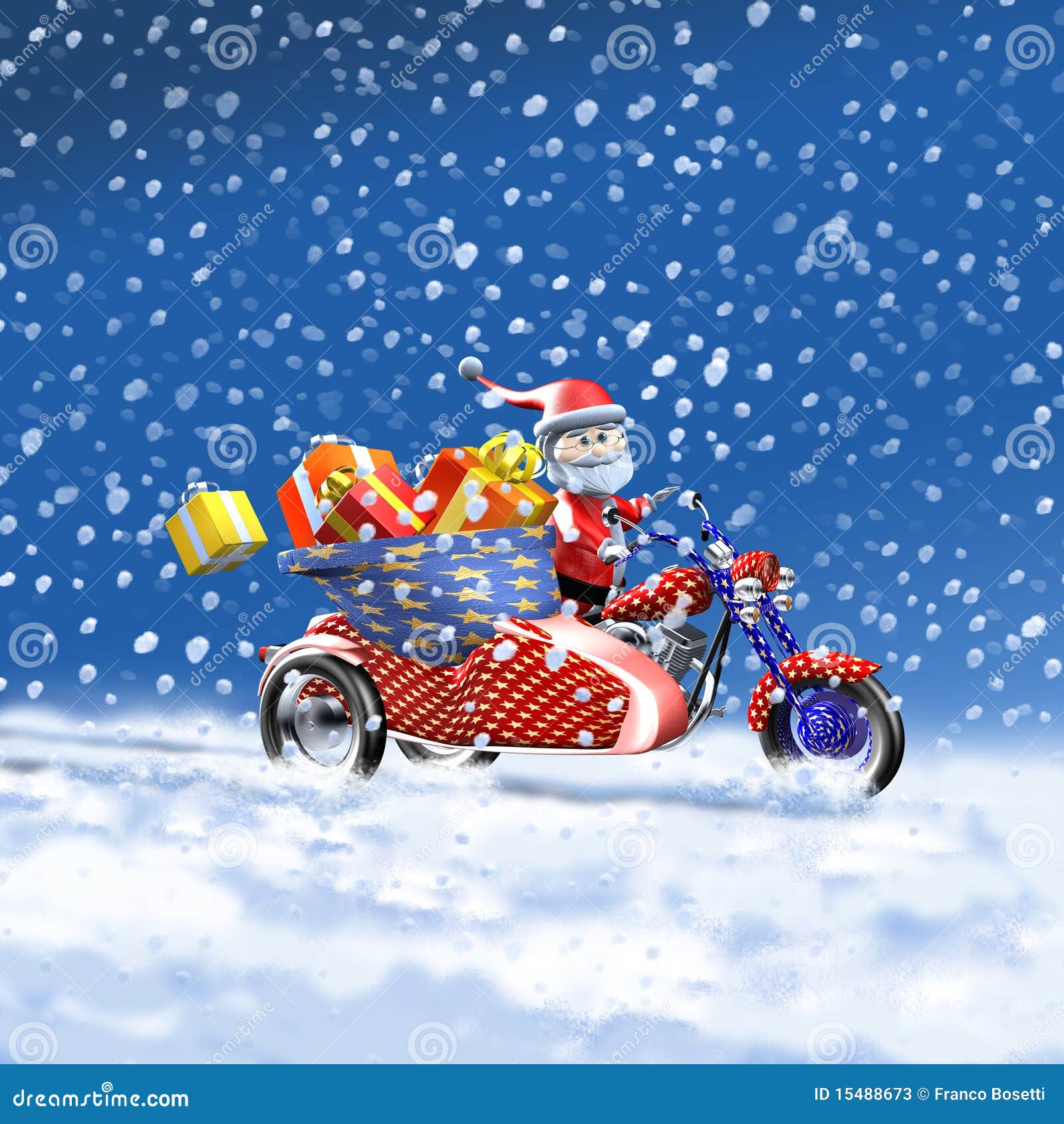 Sidecar E Presente De Papai Noel Ilustração Stock Ilustração de