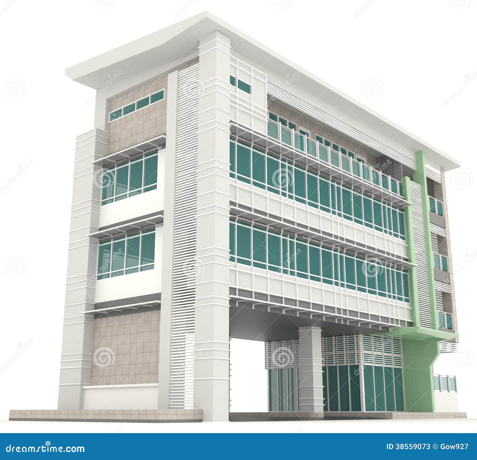 Side of 3D Modern Office Building Architecture Exterior Design I Stock  Illustration - Illustration of home, balcony: 38559073