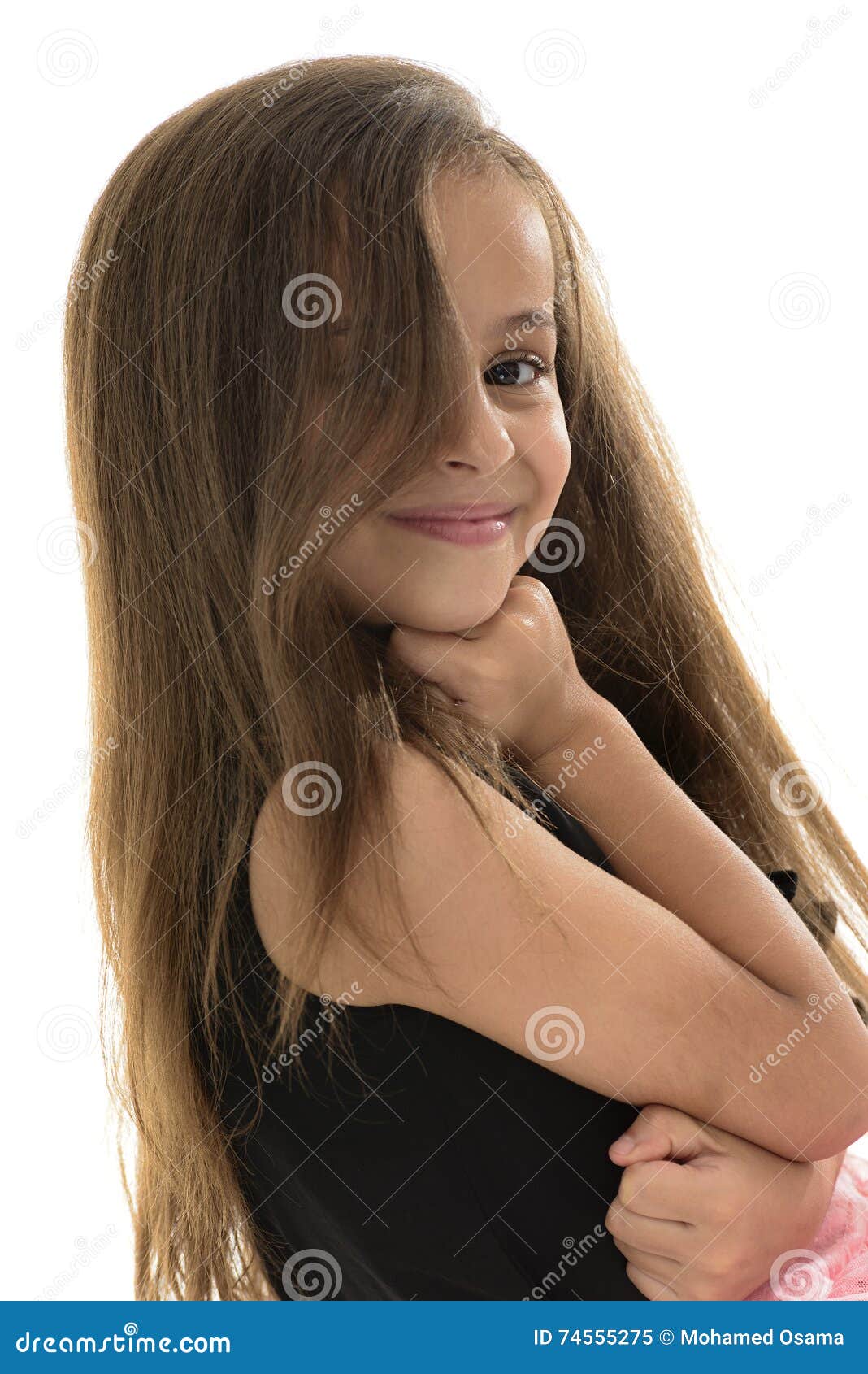 Side Portrait Of Attractive Young Girl With Beautiful S