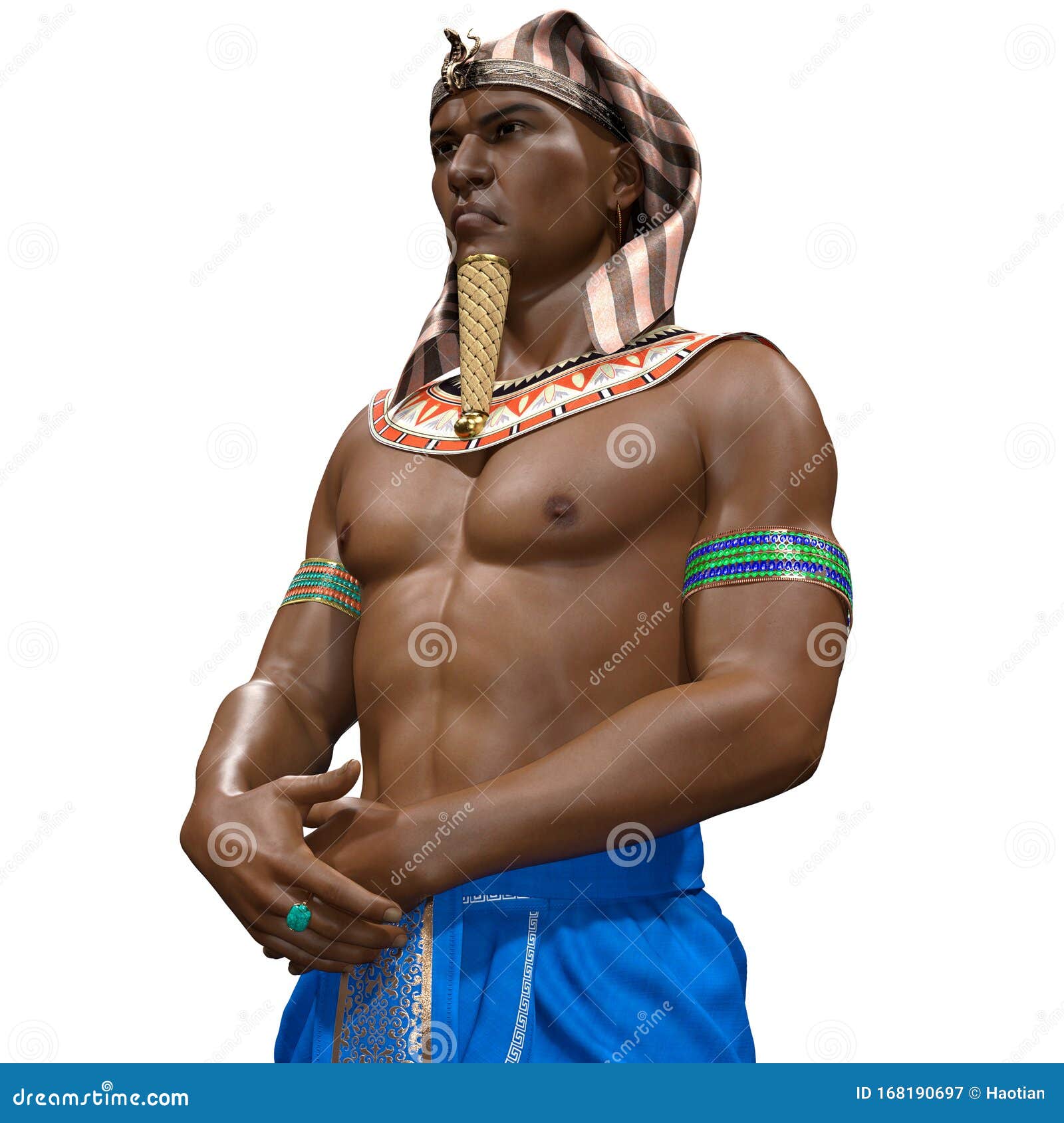 Side Profile of an Ancient Egypt Pharaoh Stock Illustration