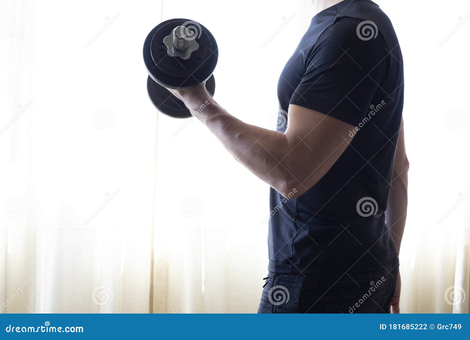 Side Profile View Photo Of Sportive Strong Muscular Guy Building