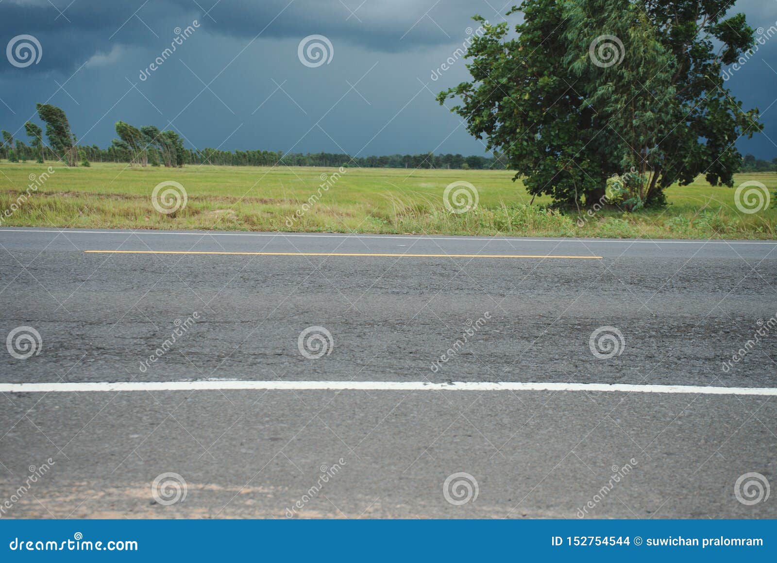 Side Road and Field Background Stock Photo - Image of cloud, perspective:  152754544
