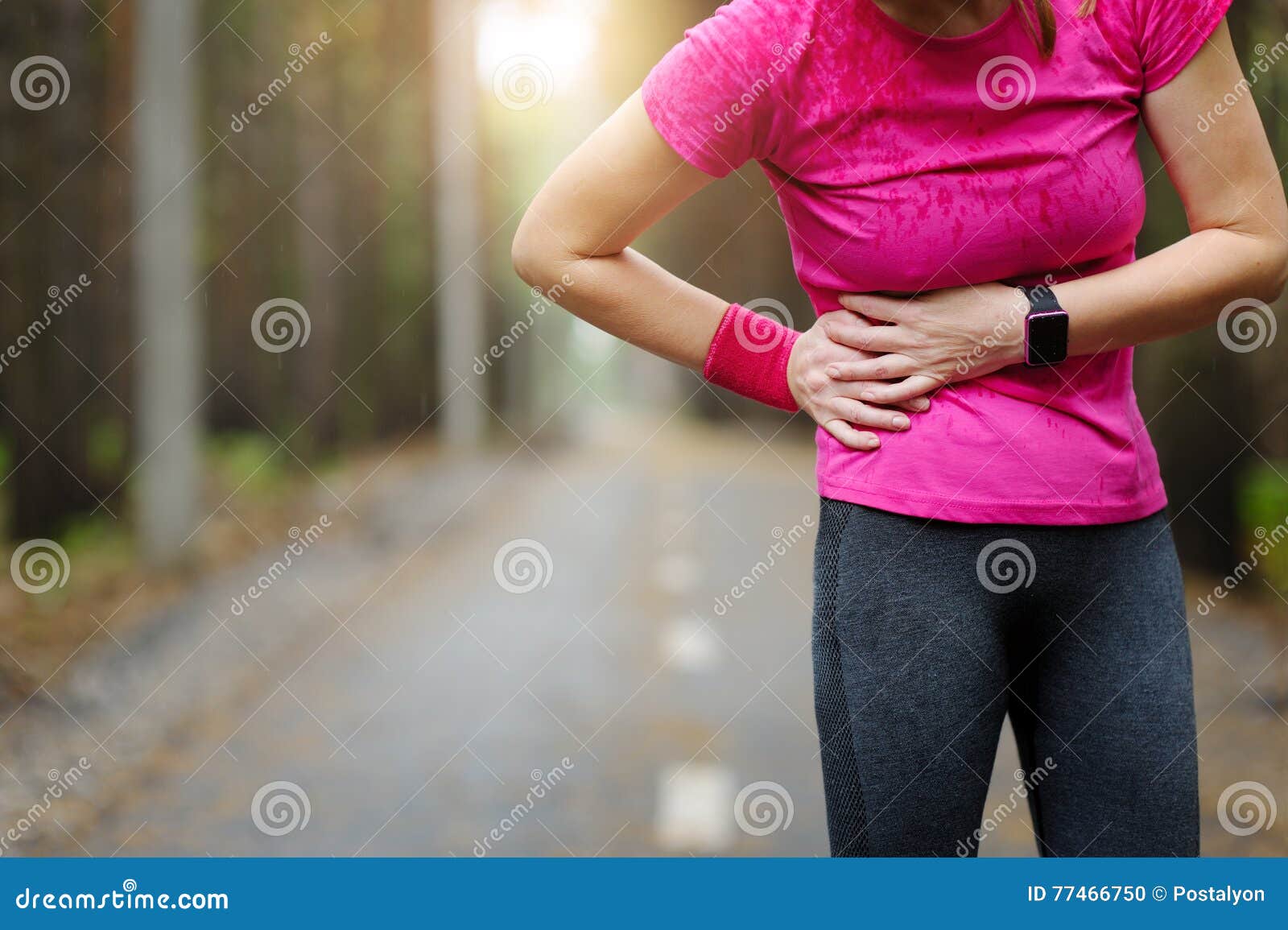 Side Stitch Woman Runner Side Cramps. Stock Photo Image of running