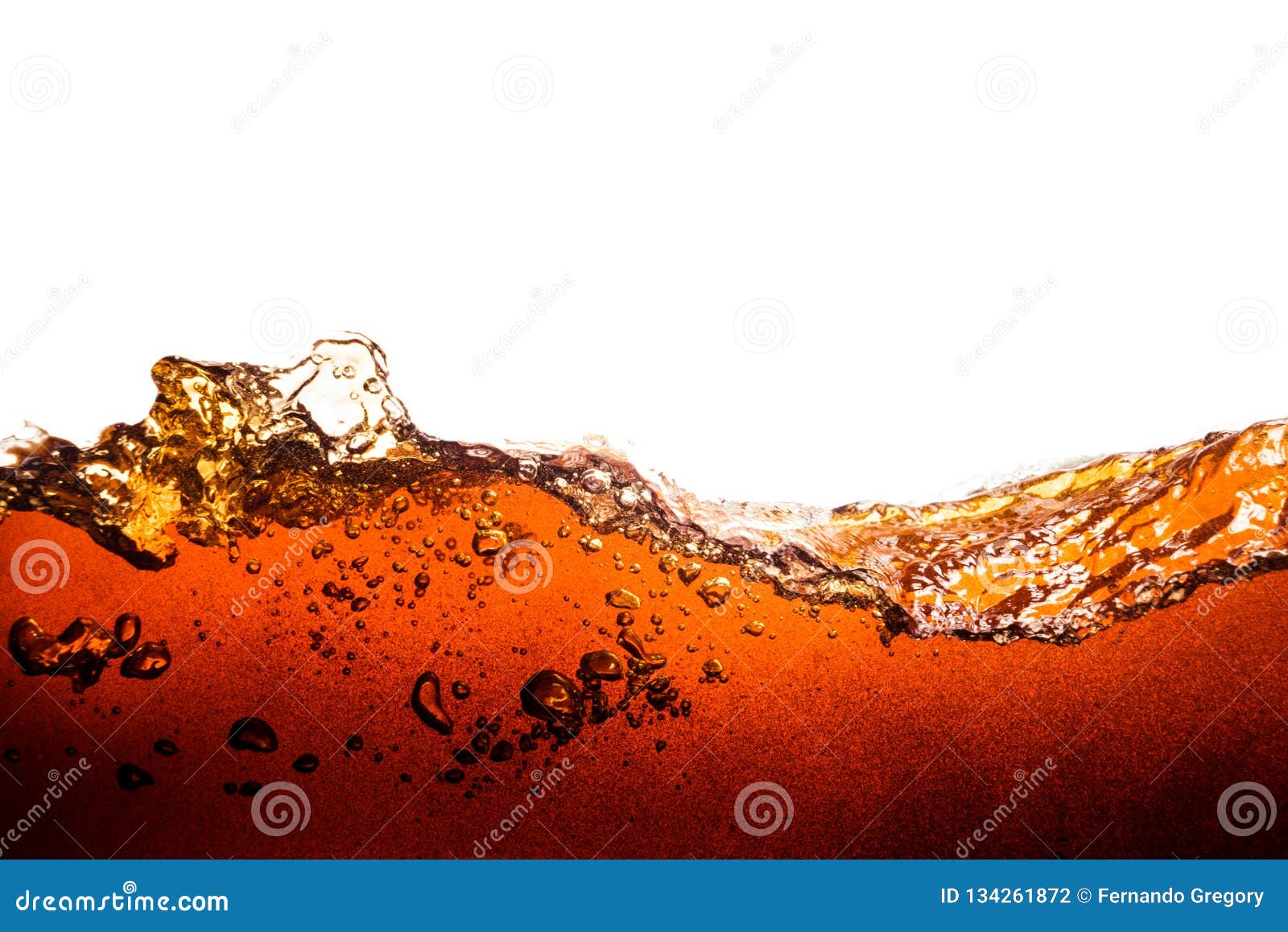 Cola Soda with Sparkling Bubbles Isolated on White Stock Photo Image
