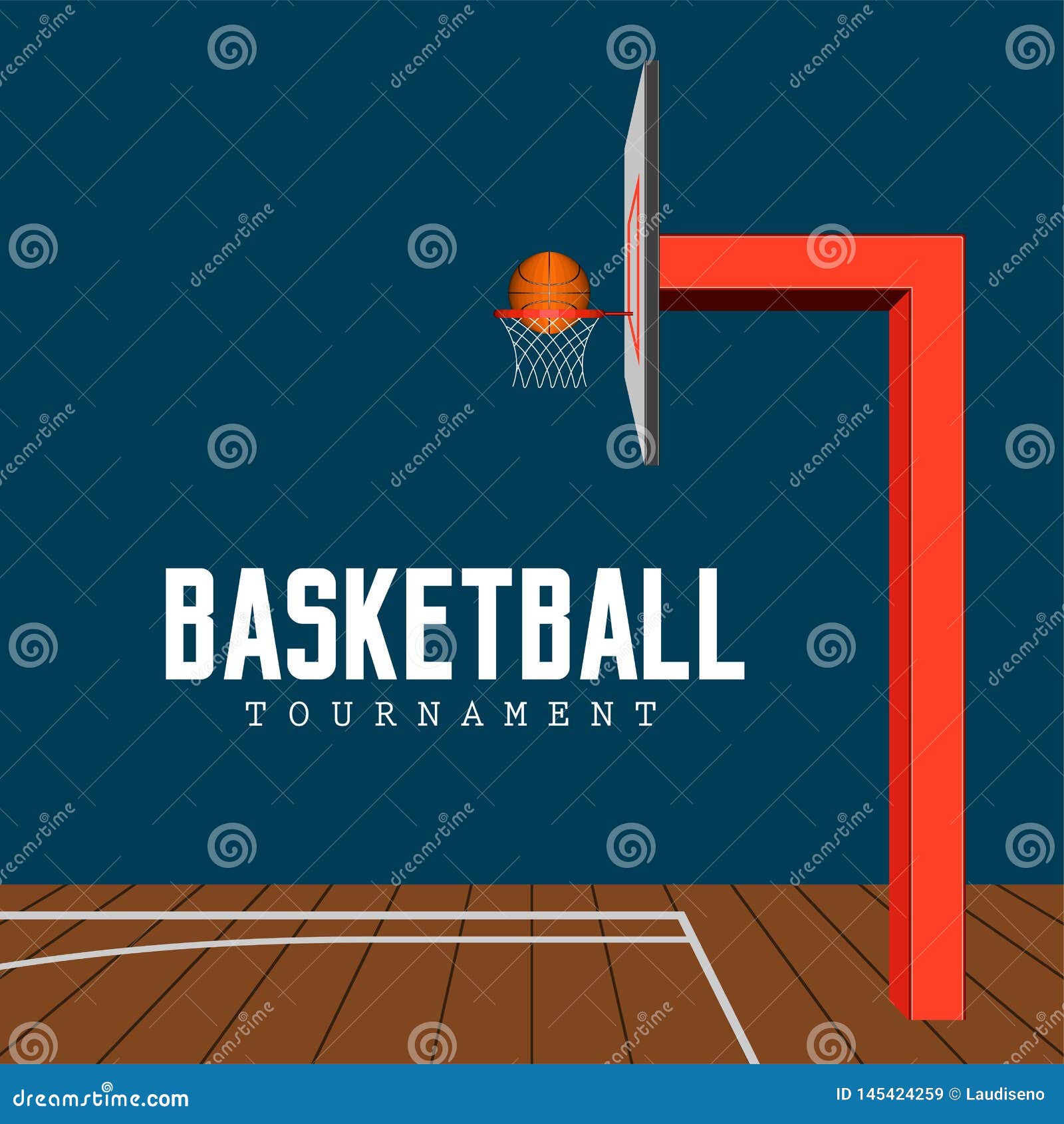 Side View of a Basketball Court Stock Vector Illustration of