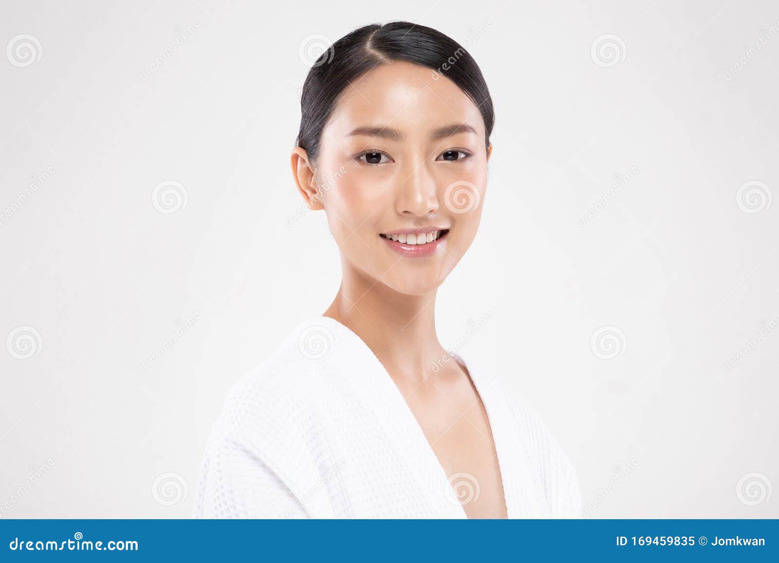 Side View of Beautiful Asian Woman Smile with Clean and Fresh Skin ...