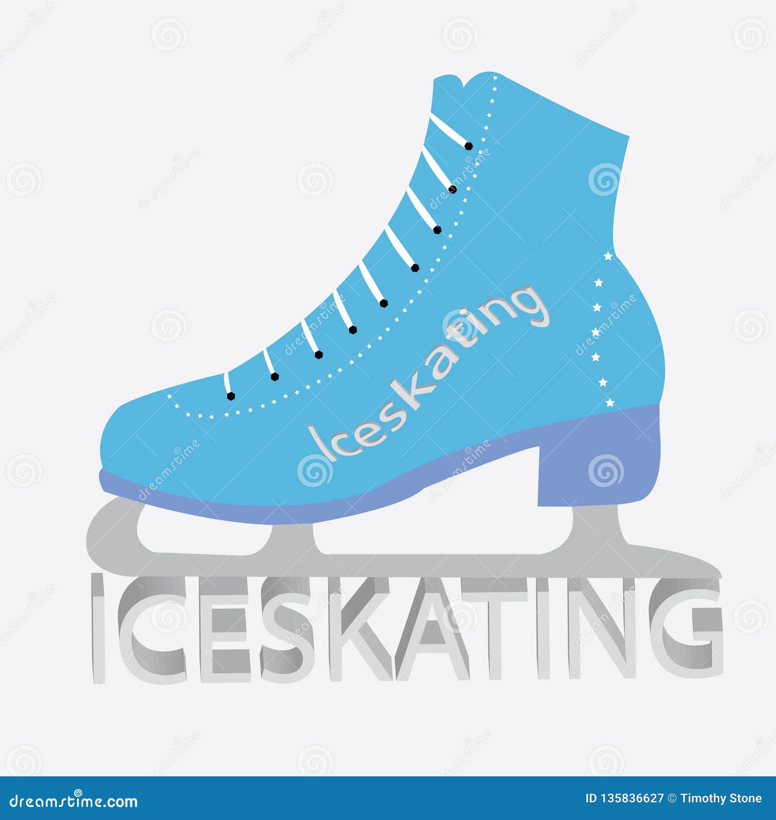 Classic Figure Skate Vector Illustration with Text Stock Vector