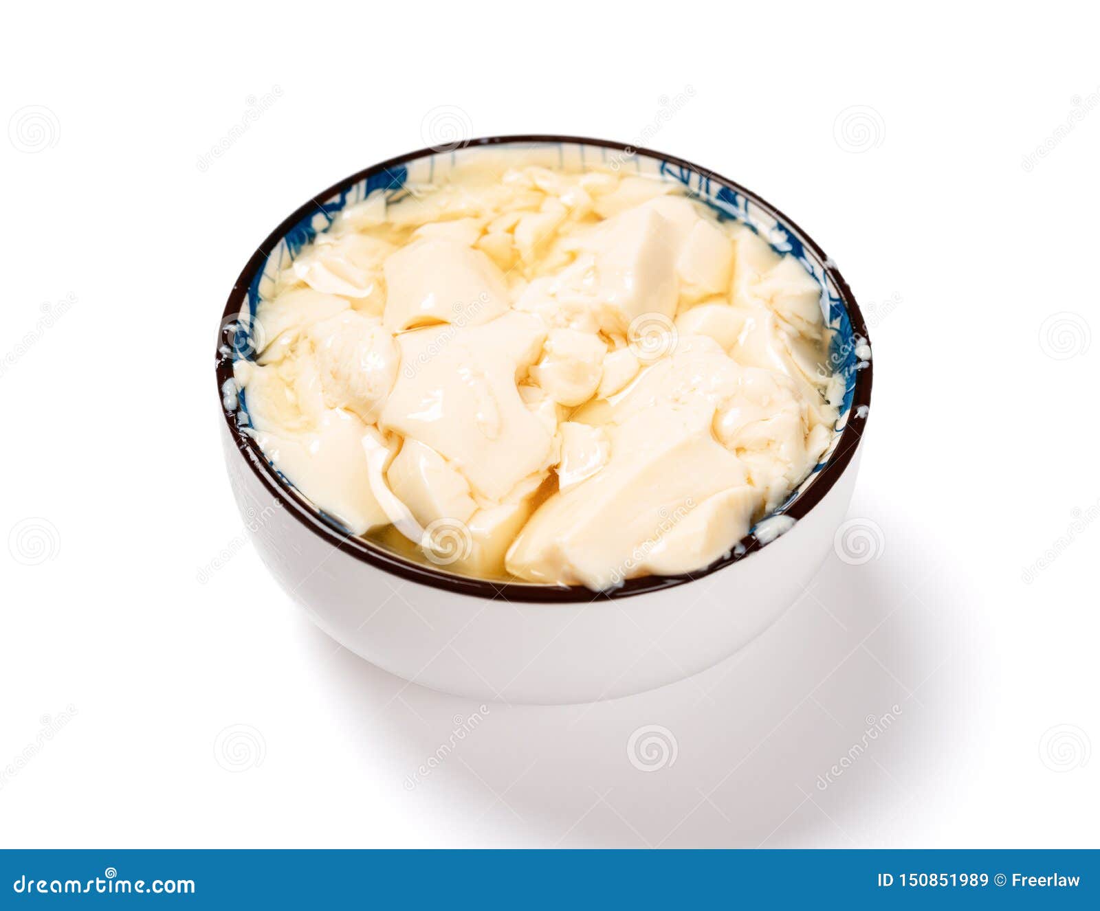 Bowl of Bean Curd Jelly on White Clipping Path Stock Image Image of