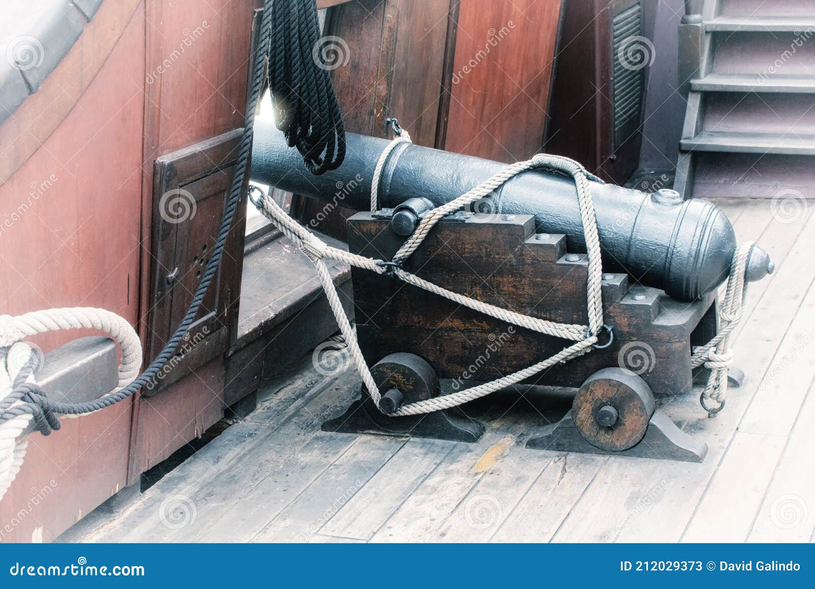 Side View of Cannon in Its Porthole Spanish Galleon Stock Image Image