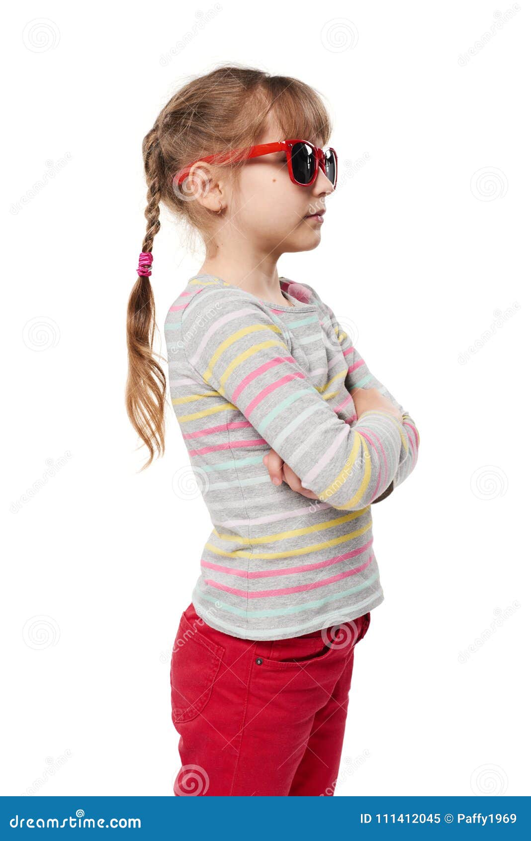 Side View of a Child Girl Standing Stock Image - Image of caucasian,  standing: 111412045