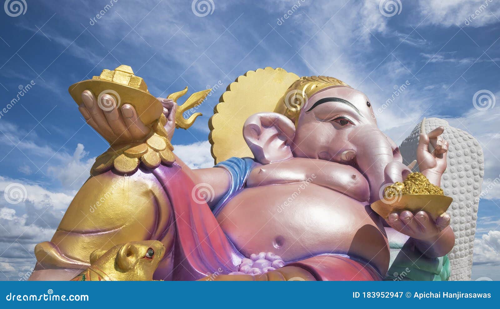 Image of Side View Of Two Ganpati Idols On The Rock Near The River Side.  Ganpati Visarjan In River.-XH123340-Picxy