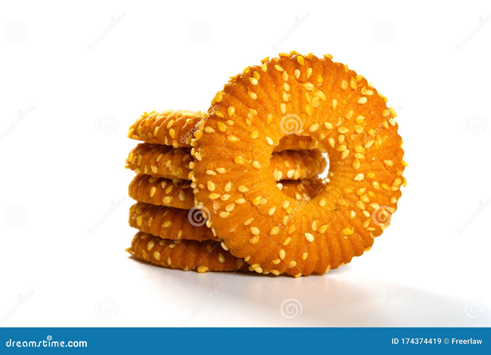 crispy crackers with sesame on white background