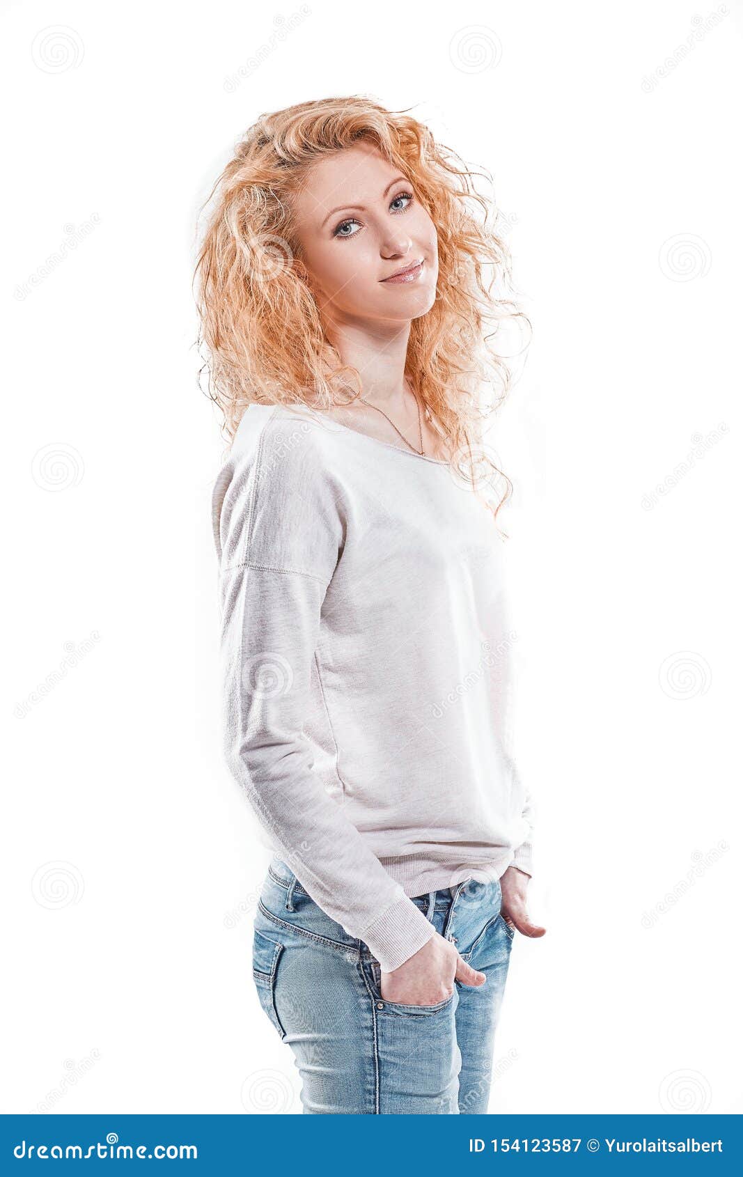 Side View. Cute Girl Student Looking at the Camera. Stock Image - Image ...