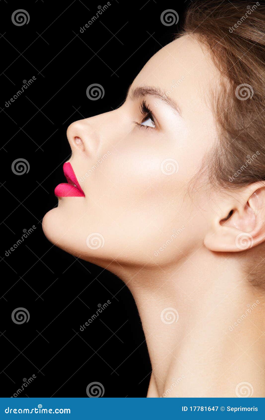 Side View Female Model Face With Perfect Make-up Royalty Side View Female Model Face With Perfect Make-up Royalty