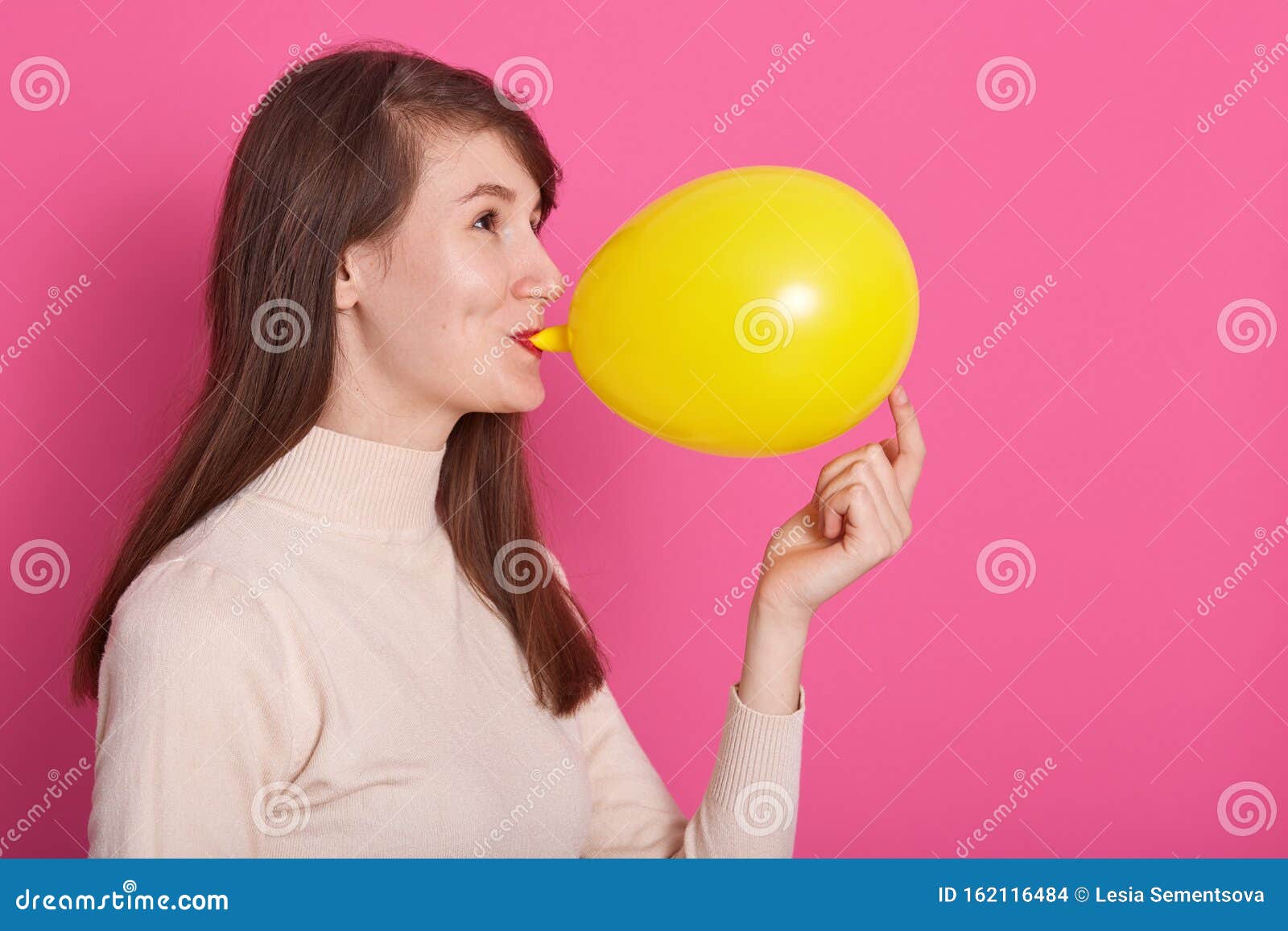 Sexy girl Blowing Big Balloon