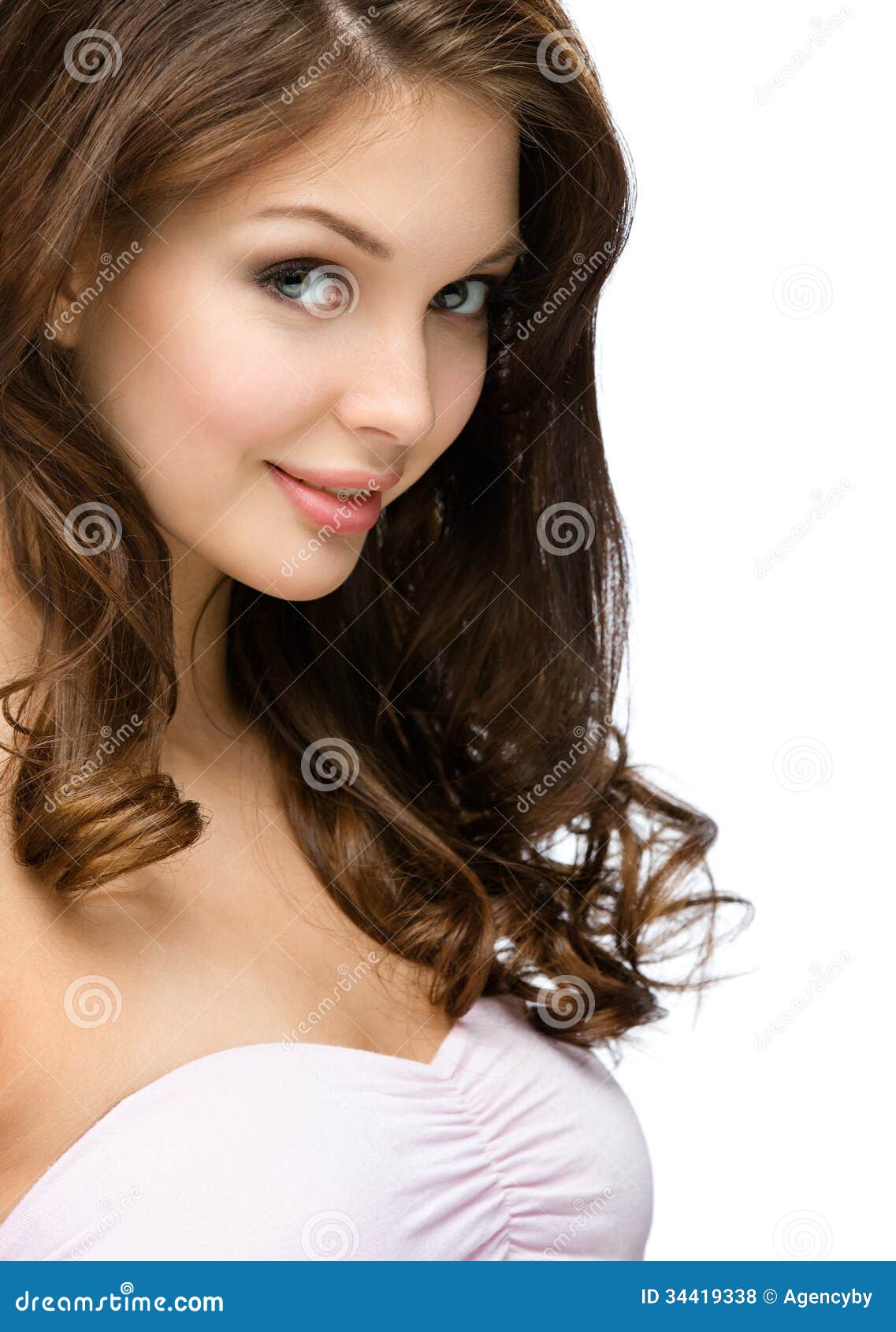 Side View of Girl with Hair Ringlets Stock Photo - Image of lifestyle,  person: 34419338