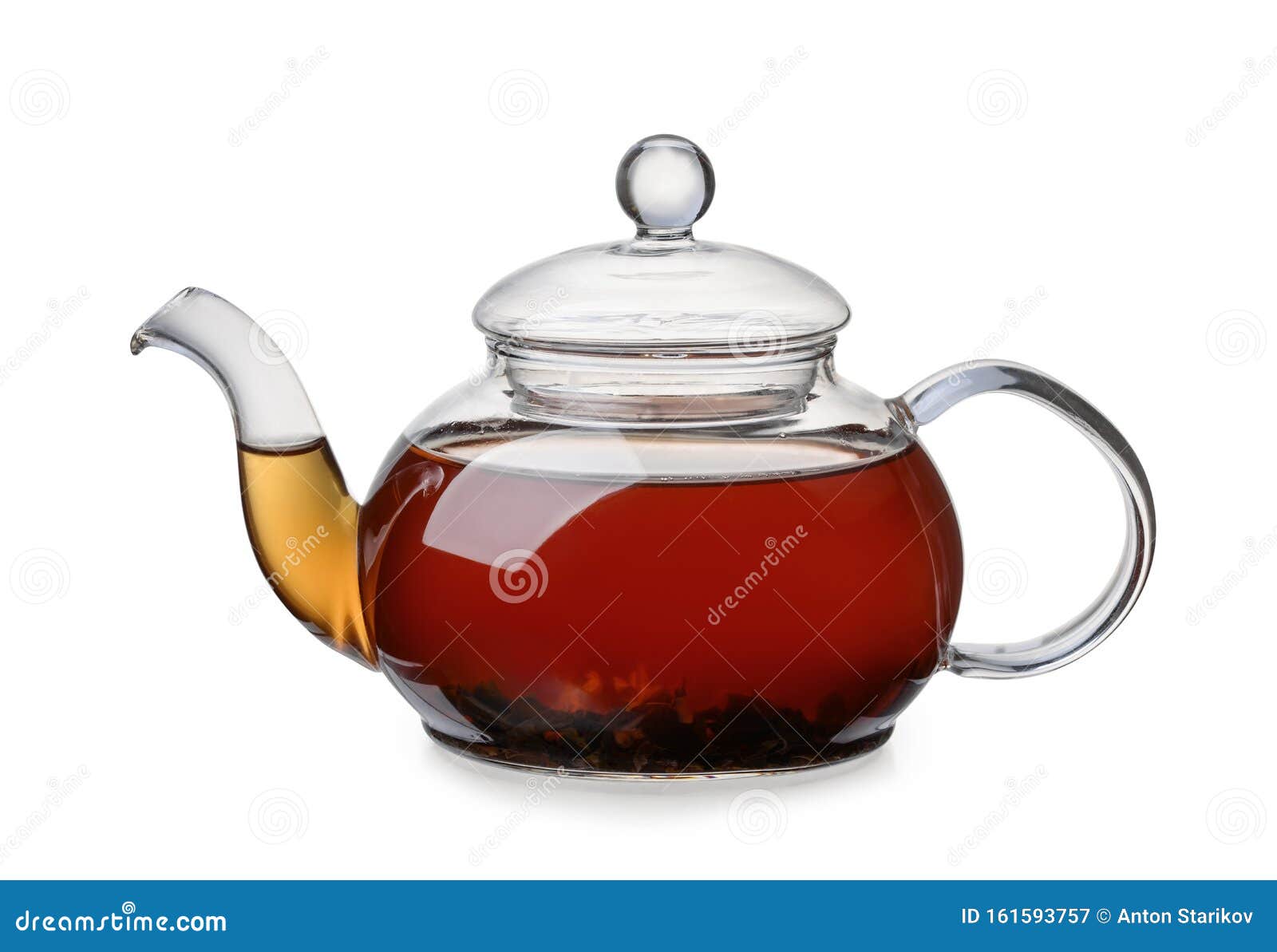 Side View of Glass Teapot Full of Black Tea Stock Image Image of