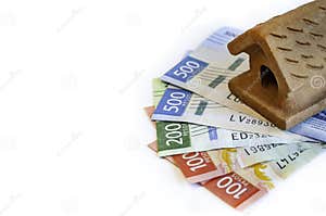 Side View Of A Home And Money In Mexico In White Background Stock Side View Of A Home And Money In Mexico In White Background Stock