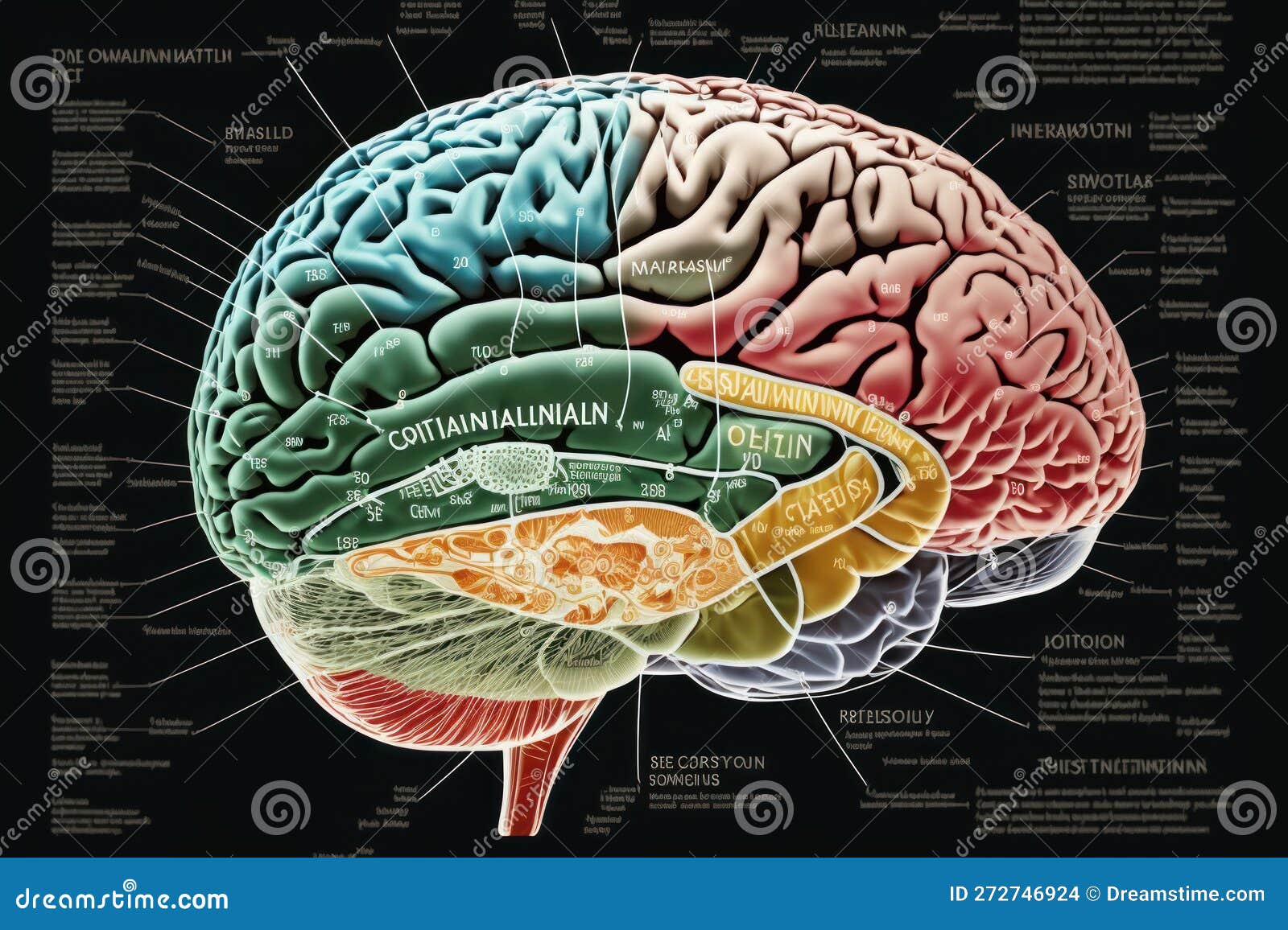 Diagram of Human Brain in Vertical Section, vintage illustration 35481729  Vector Art at Vecteezy