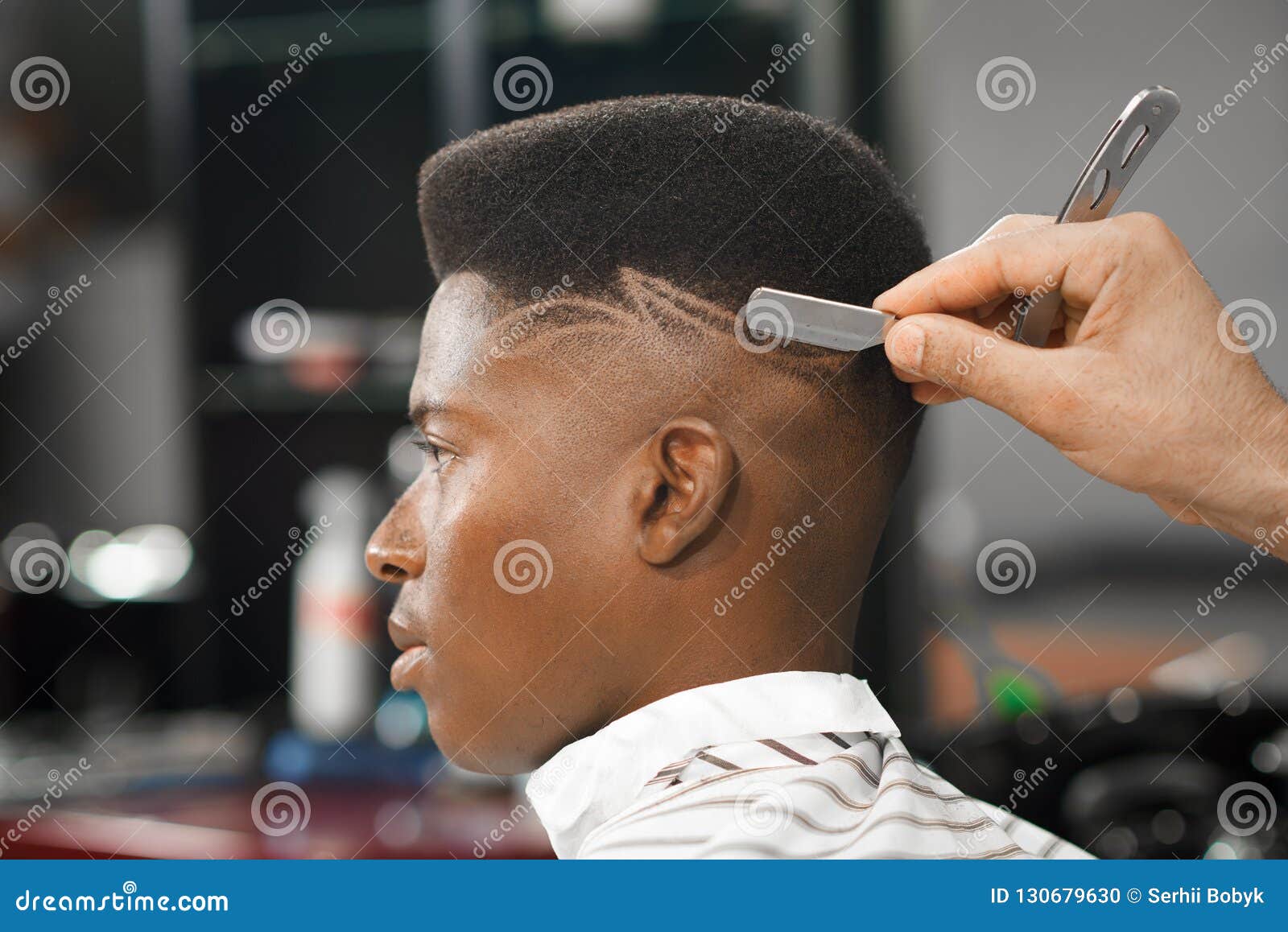 Side View of Man with Stylish Haircut in Barber Shop Stock Photo - Image of african, male: 130679630 Side View of Man with Stylish Haircut in Barber Shop Stock Photo - Image of african, male: 130679630