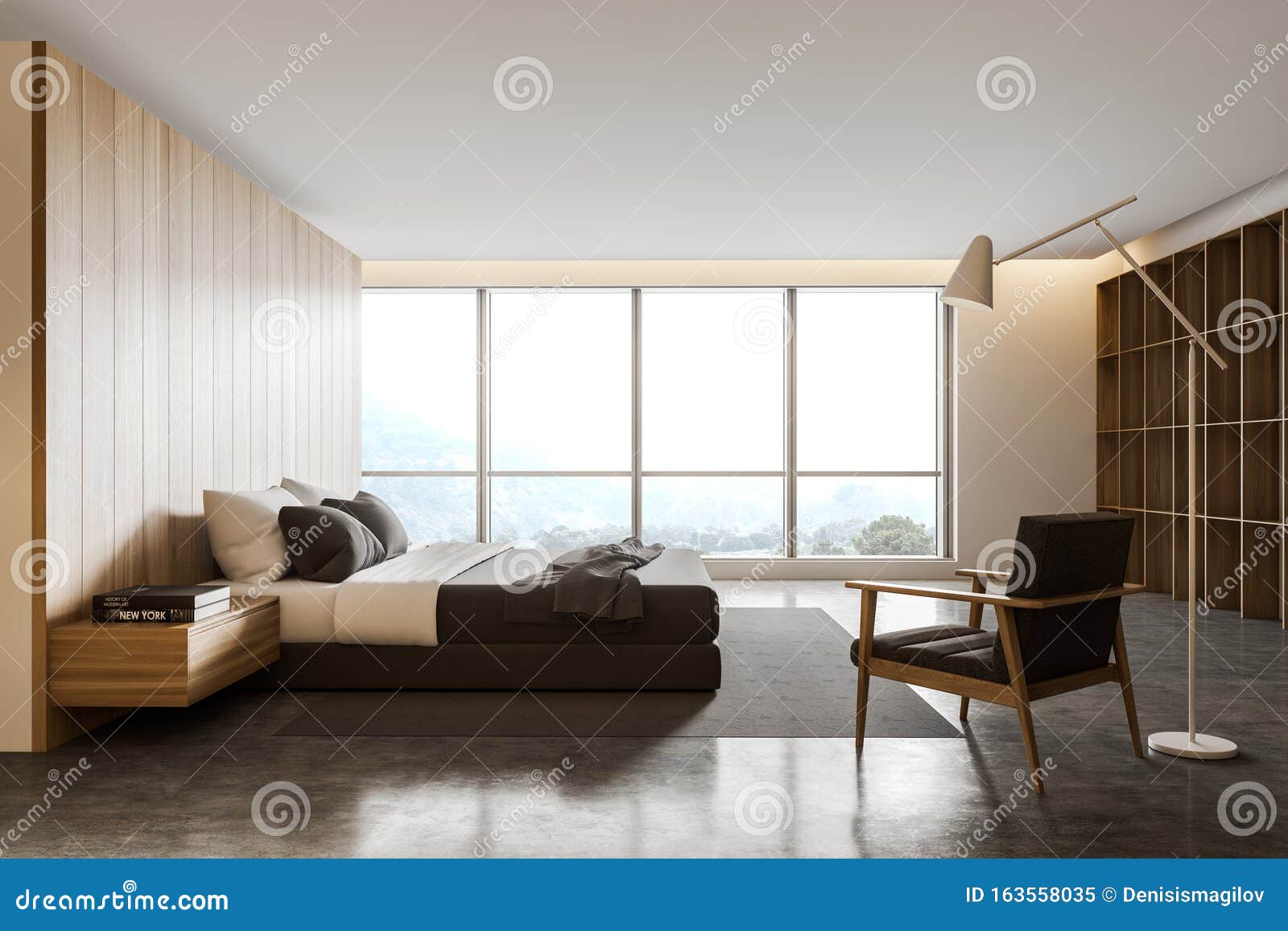 Side View Of Master Bedroom With Bookshelves Stock Illustration Illustration Of Master Mansion 163558035