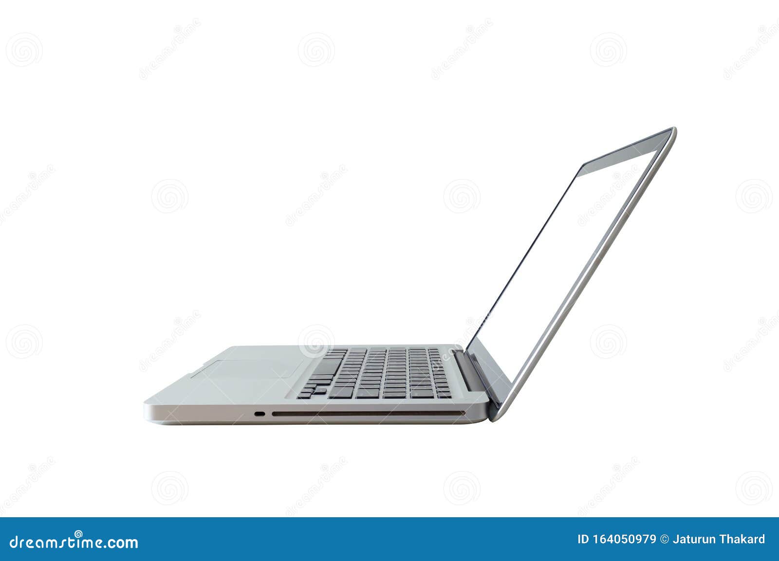 Side View Modern a Laptop with Empty Blank White Screen on White Background  Stock Image - Image of background, object: 164050979