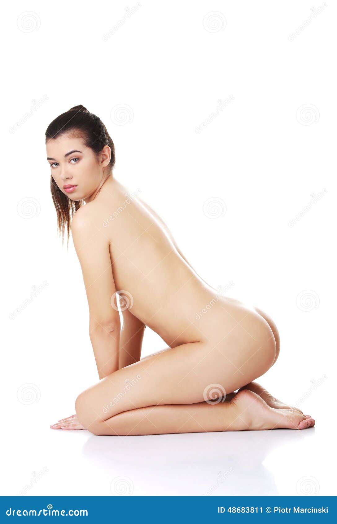 Side View of Nude Woman Sitting on Knees Stock Image - Image of person,  naked: 48683811