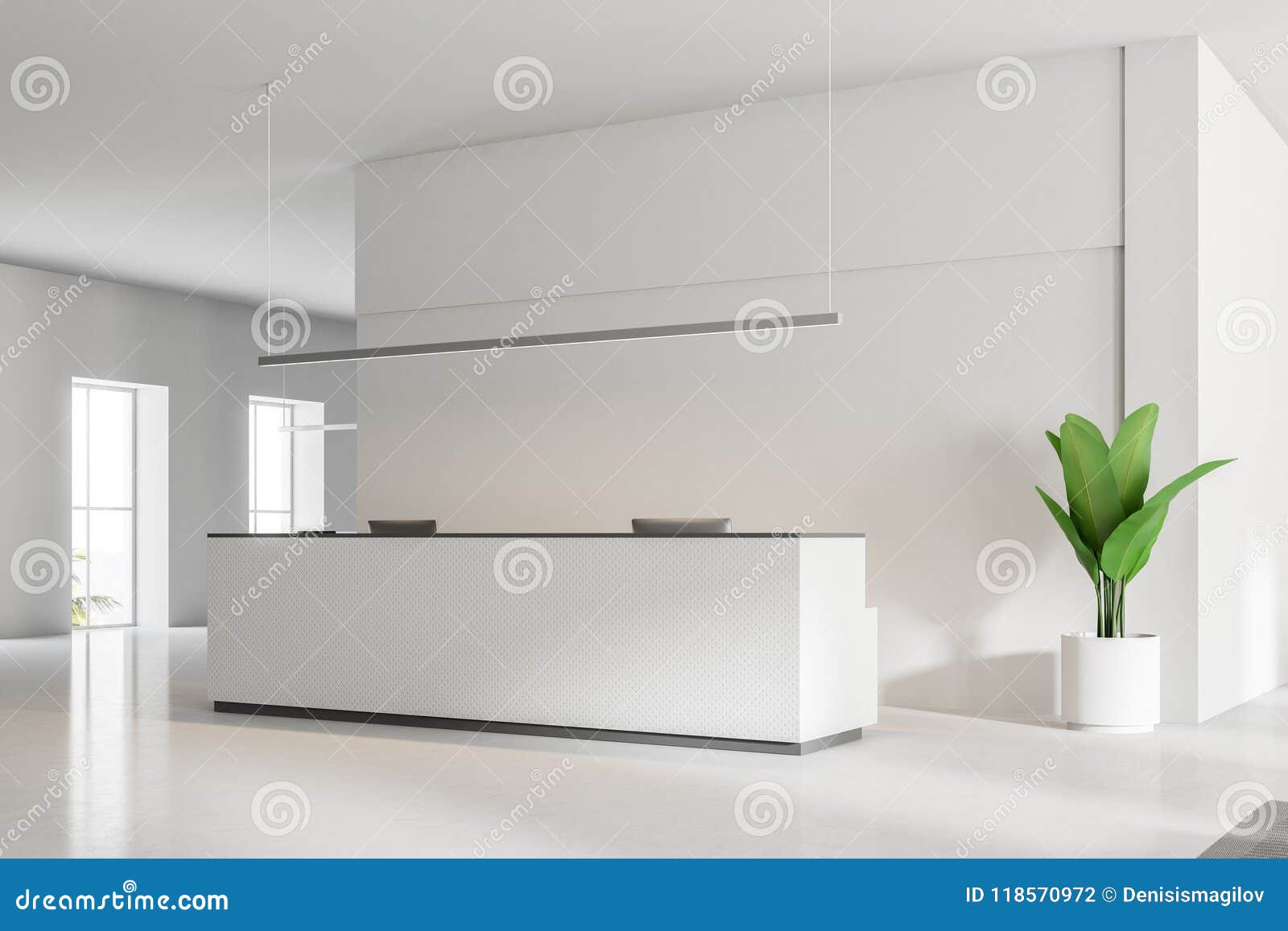 Side View Of An Office Reception Table Stock Illustration
