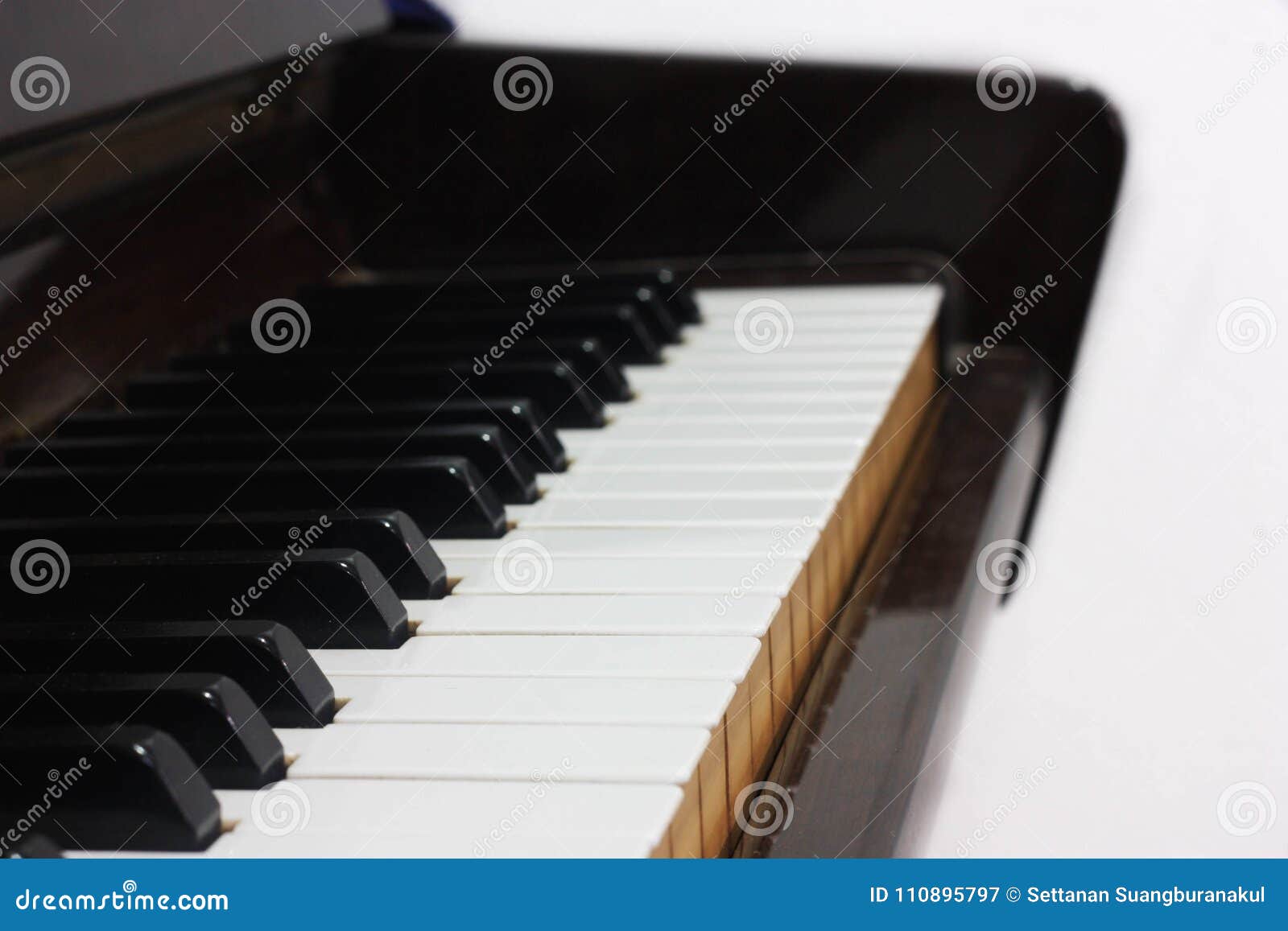Side View of Piano Tiles on an Isolated White Background Stock Image