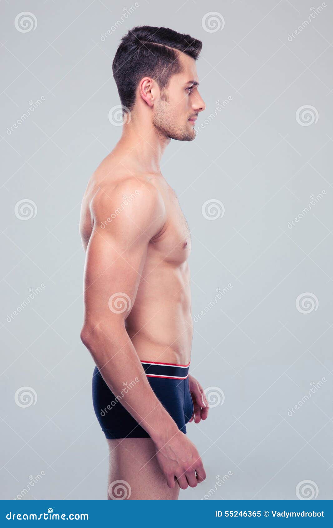 Side View Portrait of a Muscular Man Stock Image Image of looking
