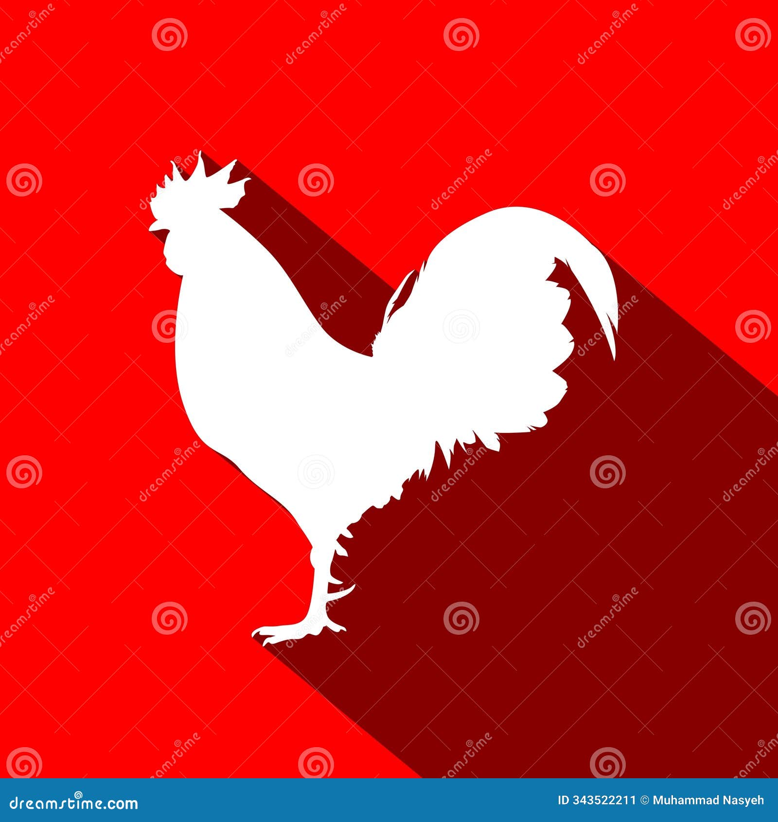 side view rooster silhouette icon on red, simple  for rustic and farm 