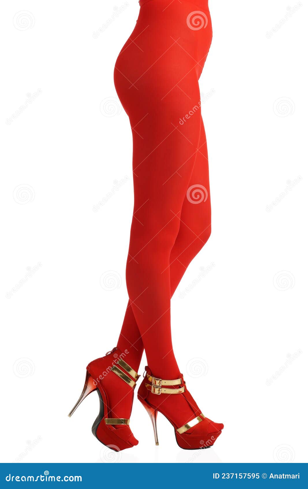View of Slim Woman Body Lower Part Wearing Red Tights and High-heeled Shoes  Stock Image - Image of erotic, highheels: 237157595
