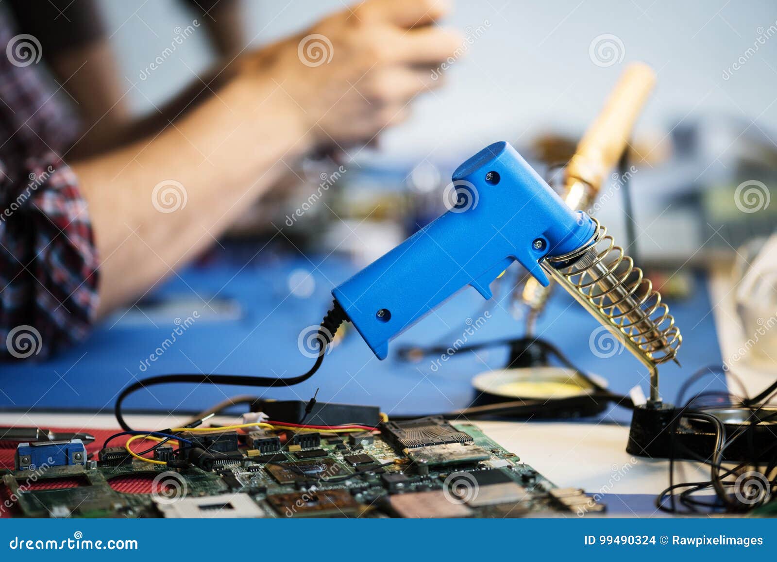 Side View of Soldering Tool at Technician Stock Photo Image