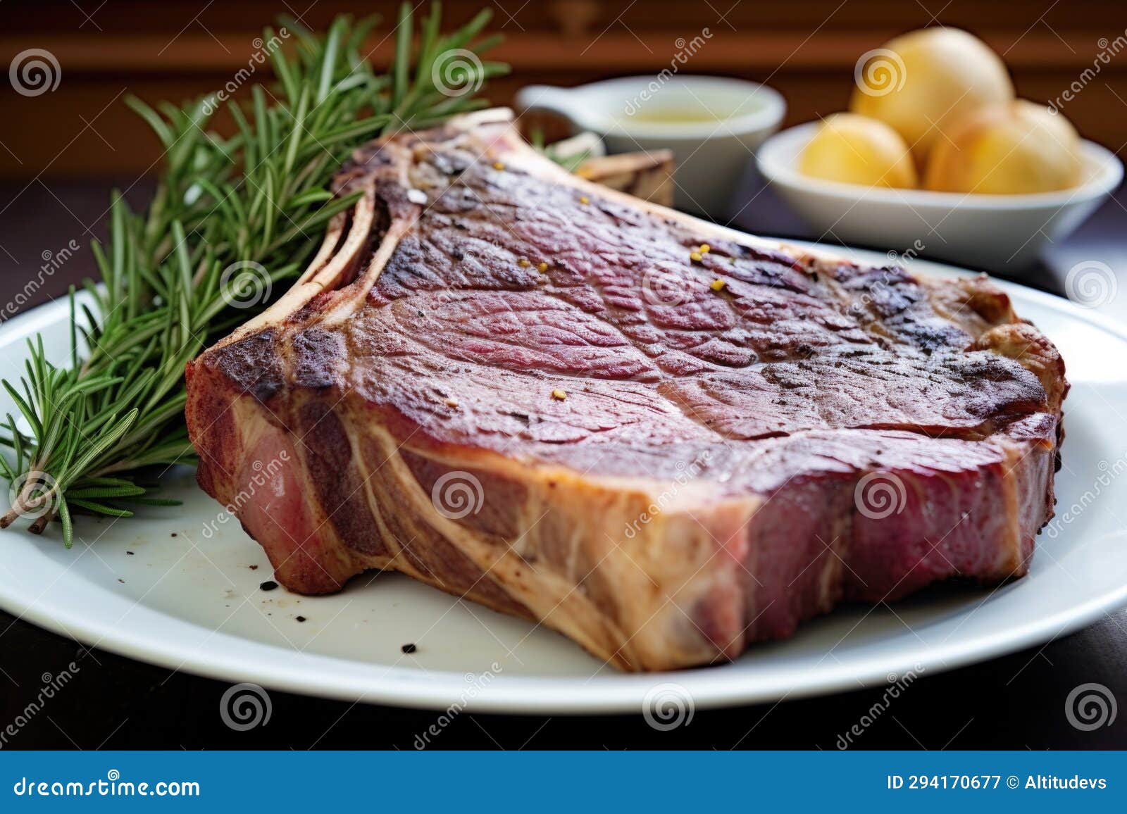 Side View of Tbone Steak with Grill Marks Resting on a Plate Stock Image Image of dinner